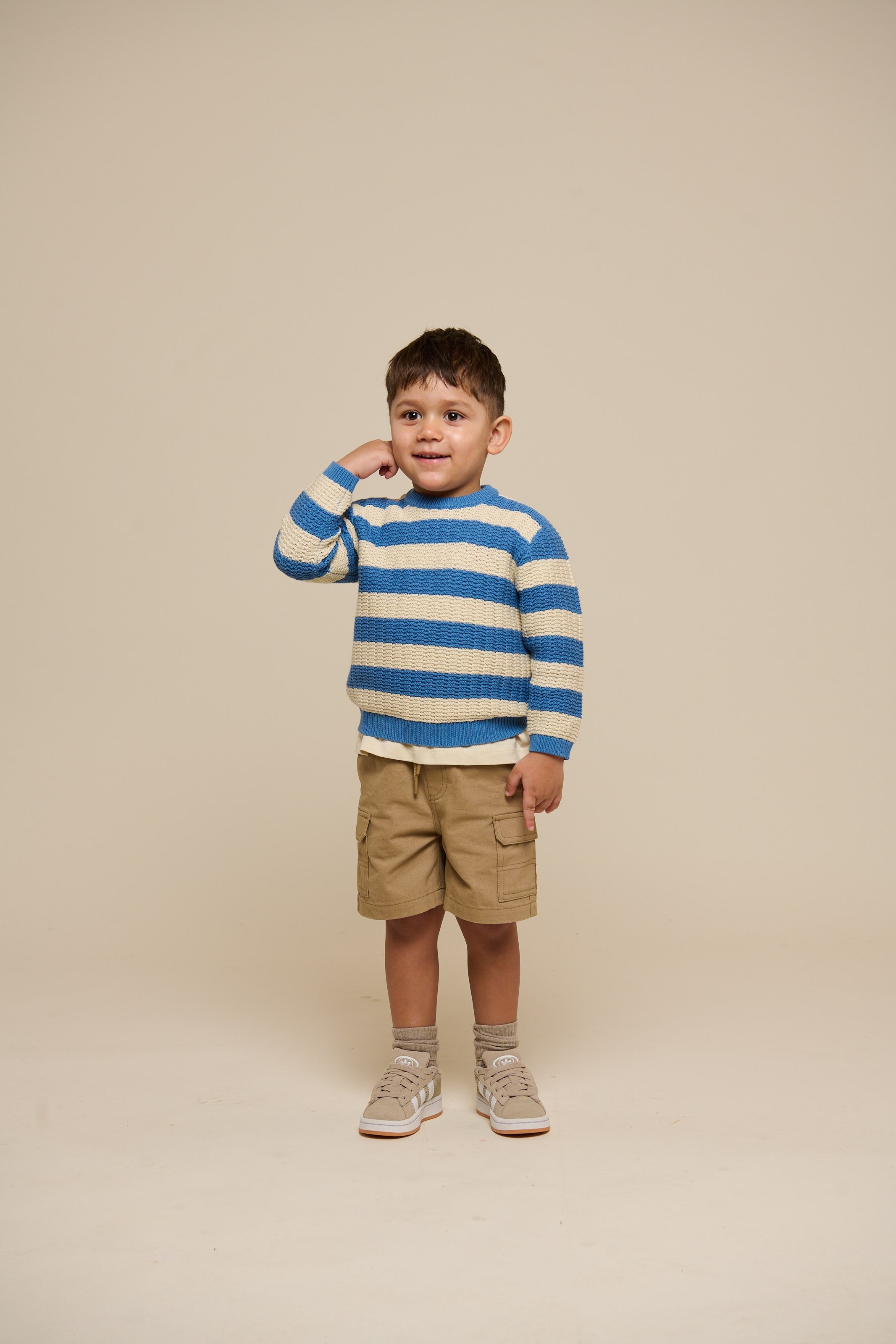 Gestreept Gebreid - Kids - Dusty Blue / Offwhite | 101283 Brady