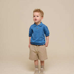 Geweven katoenen shorts met structuur - Kids - Sand | 101197 Walter