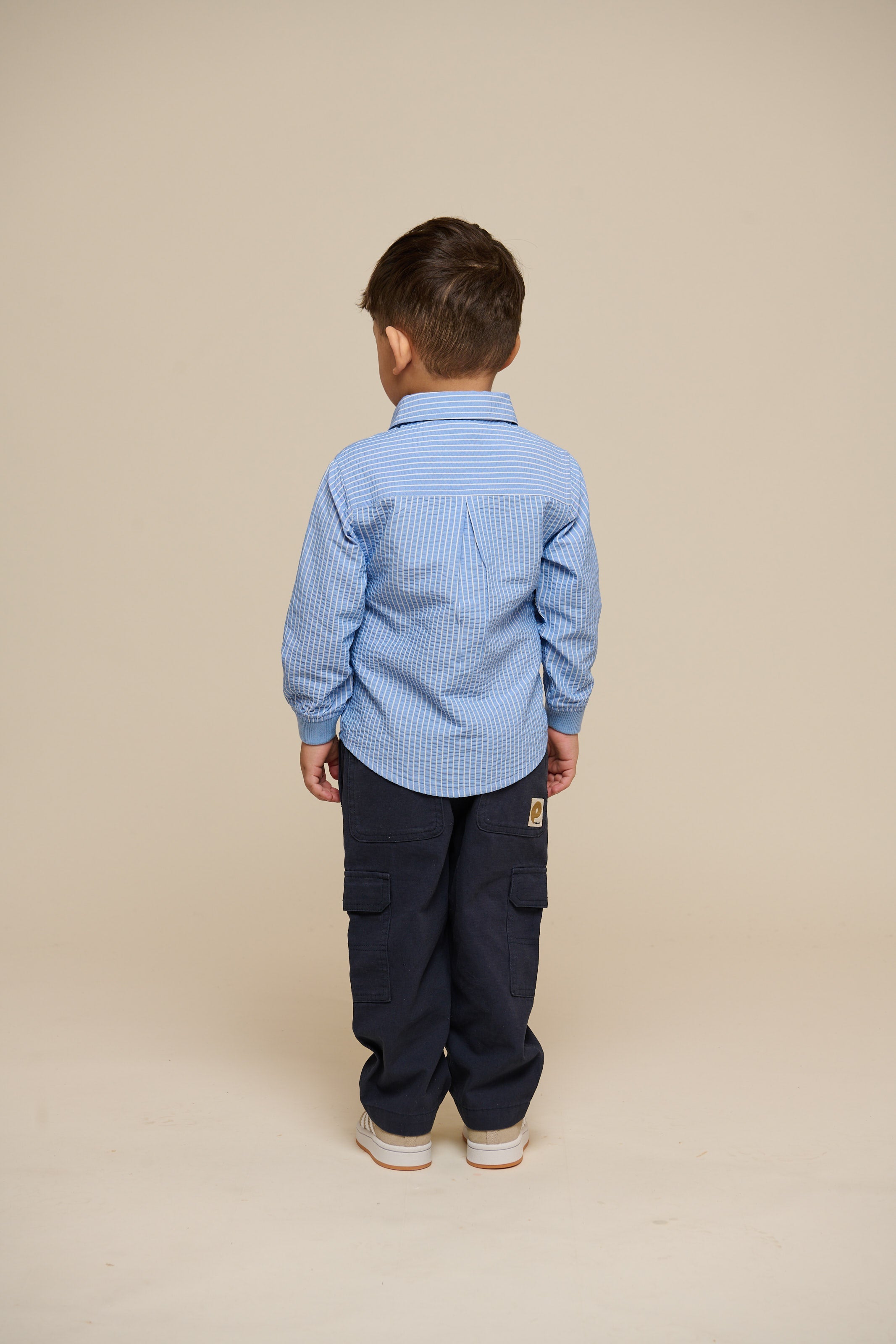 Gestreept seersucker overhemd met ribboord - Kids - Blue Stripe | 101348 Patrick