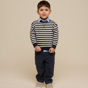 Gestreepte Crewneck Sweatshirt - Kids - Navy Stripe | 101344 Cole
