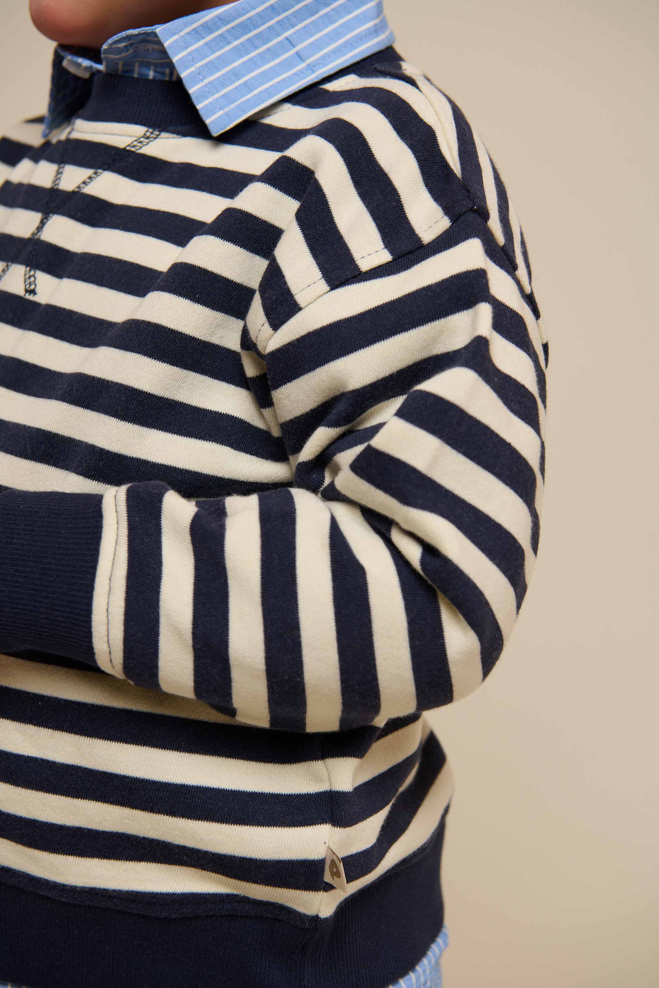 Gestreepte Crewneck Sweatshirt - Kids - Navy Stripe | 101344 Cole