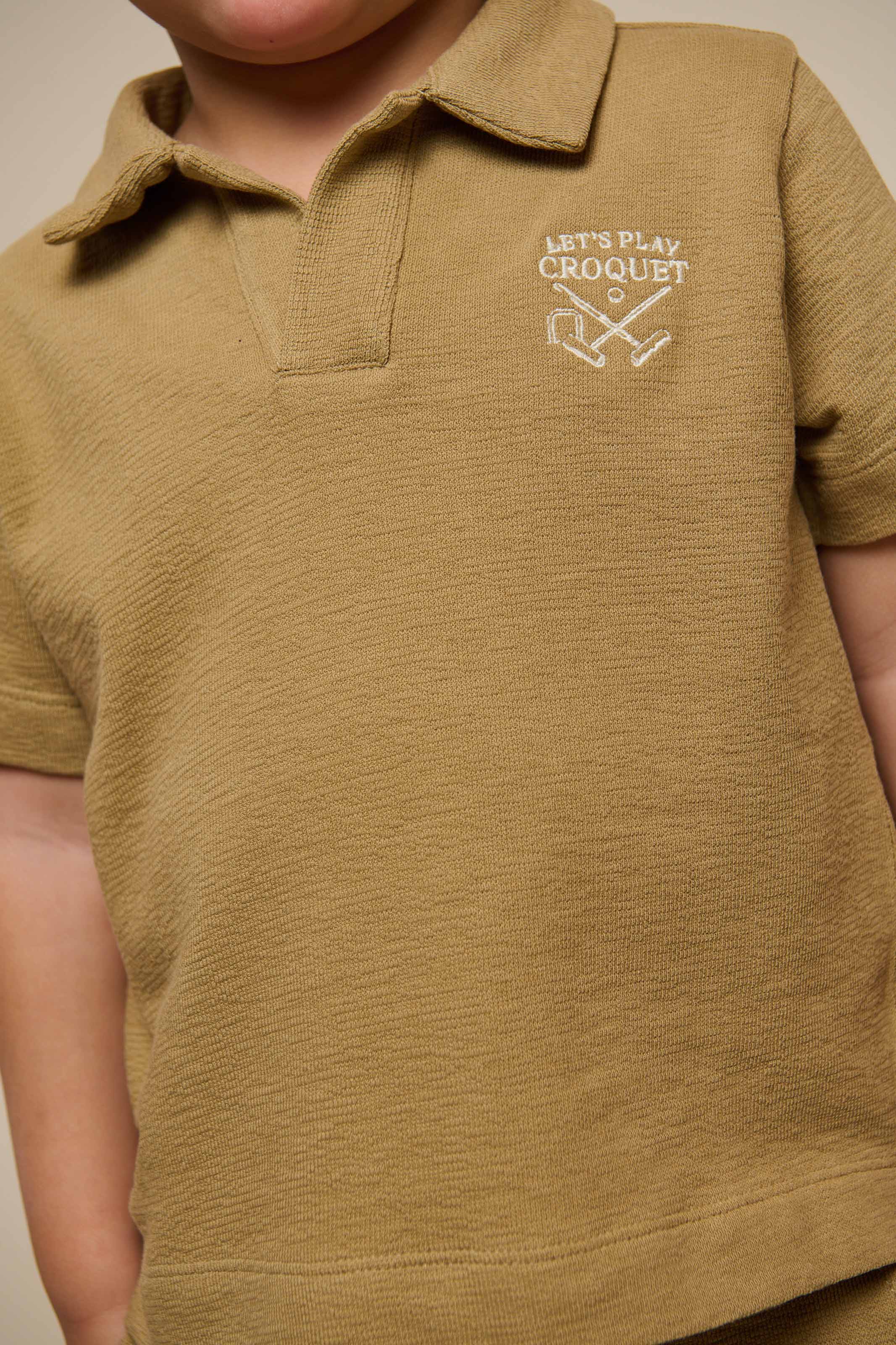 Polo T-shirt van Gestructureerde Jersey - Kids - Khaki | 101217 Sonny