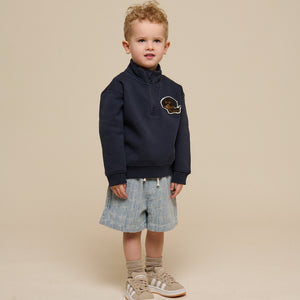 Sweatshirt met halve rits - Kids - Navy | 100806 Tristan