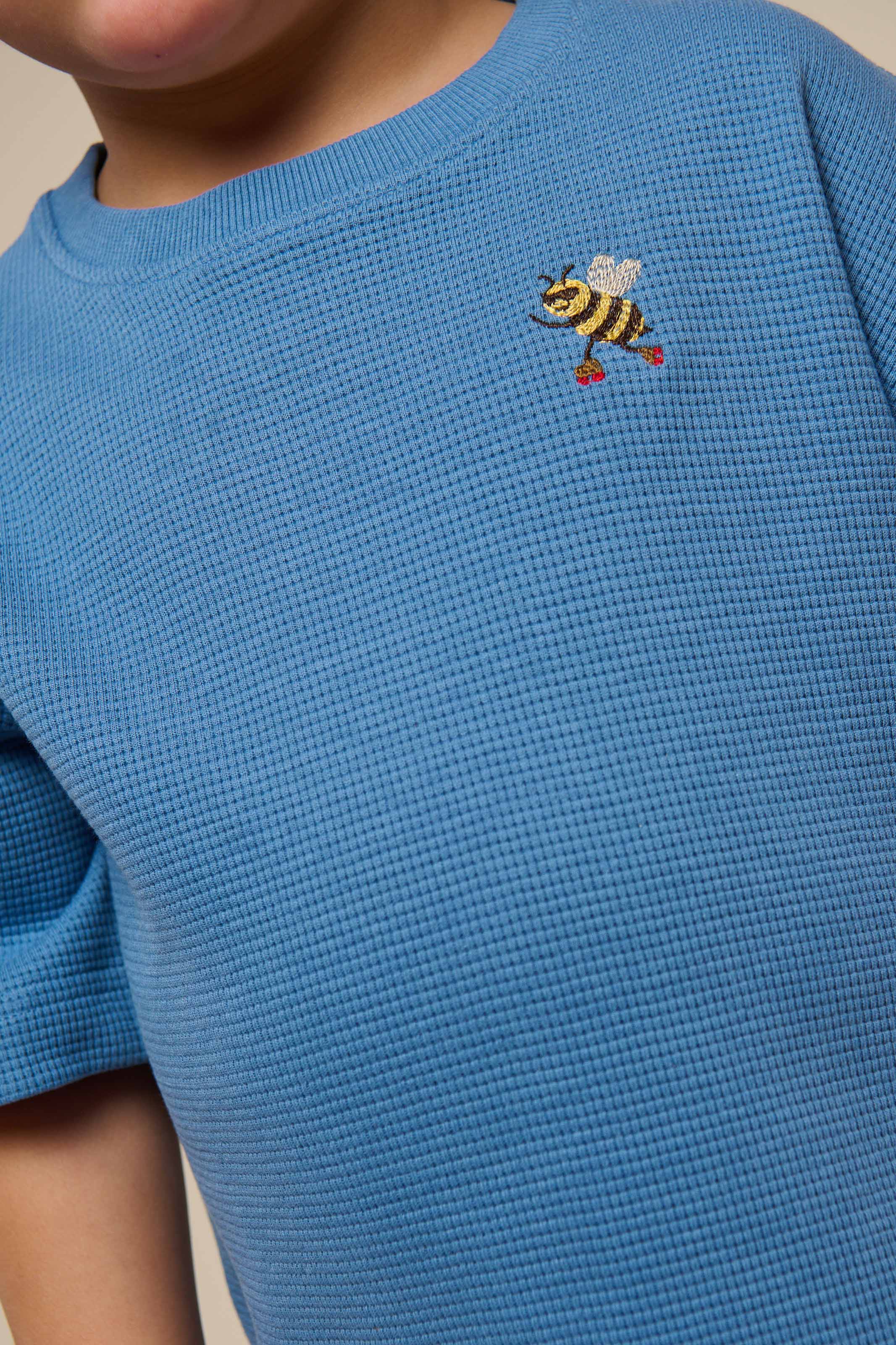Wafel T-shirt - Kids - Dusty Blue | 101150 Evan