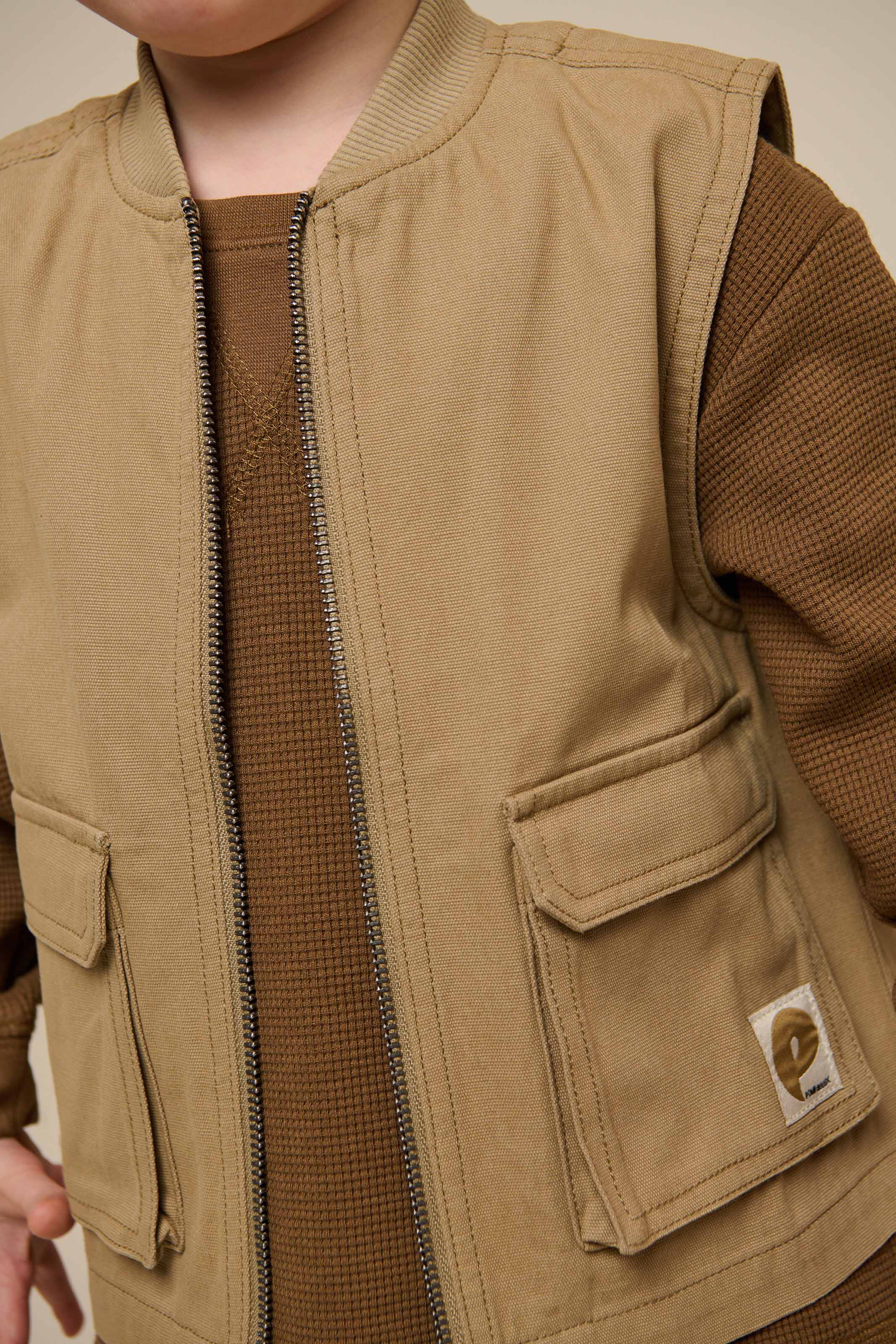 Gestructureerd T-shirt met lange mouwen - Kids - Coffee | 100705 Malthe