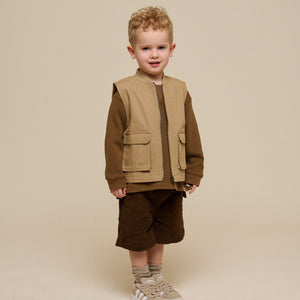 Gestructureerd T-shirt met lange mouwen - Kids - Coffee | 100705 Malthe