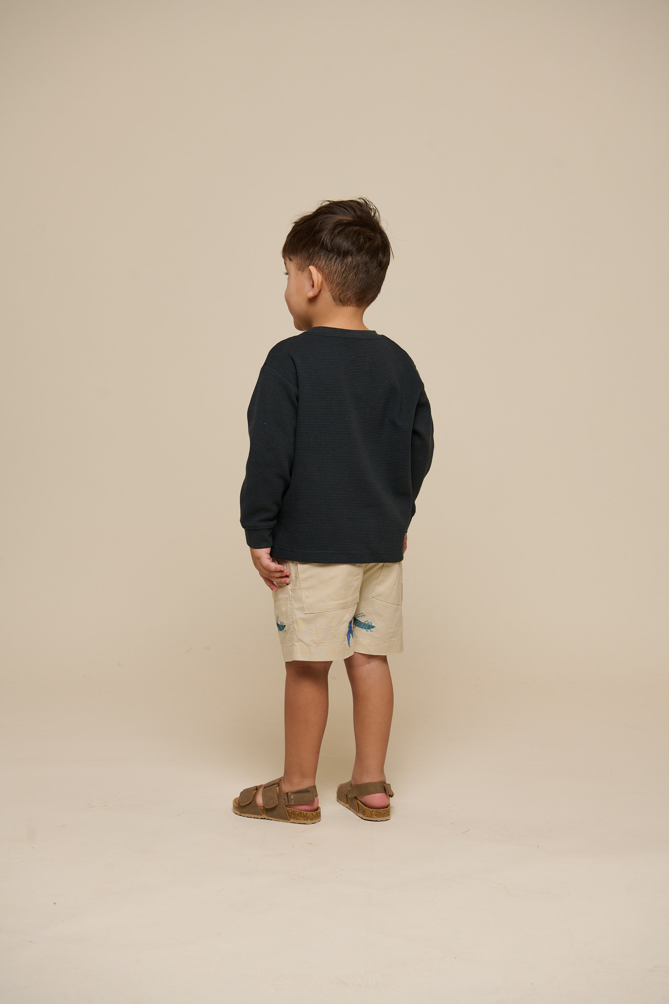 Gestructureerd T-shirt met lange mouwen - Kids - Forest Green | 100707 Malthe
