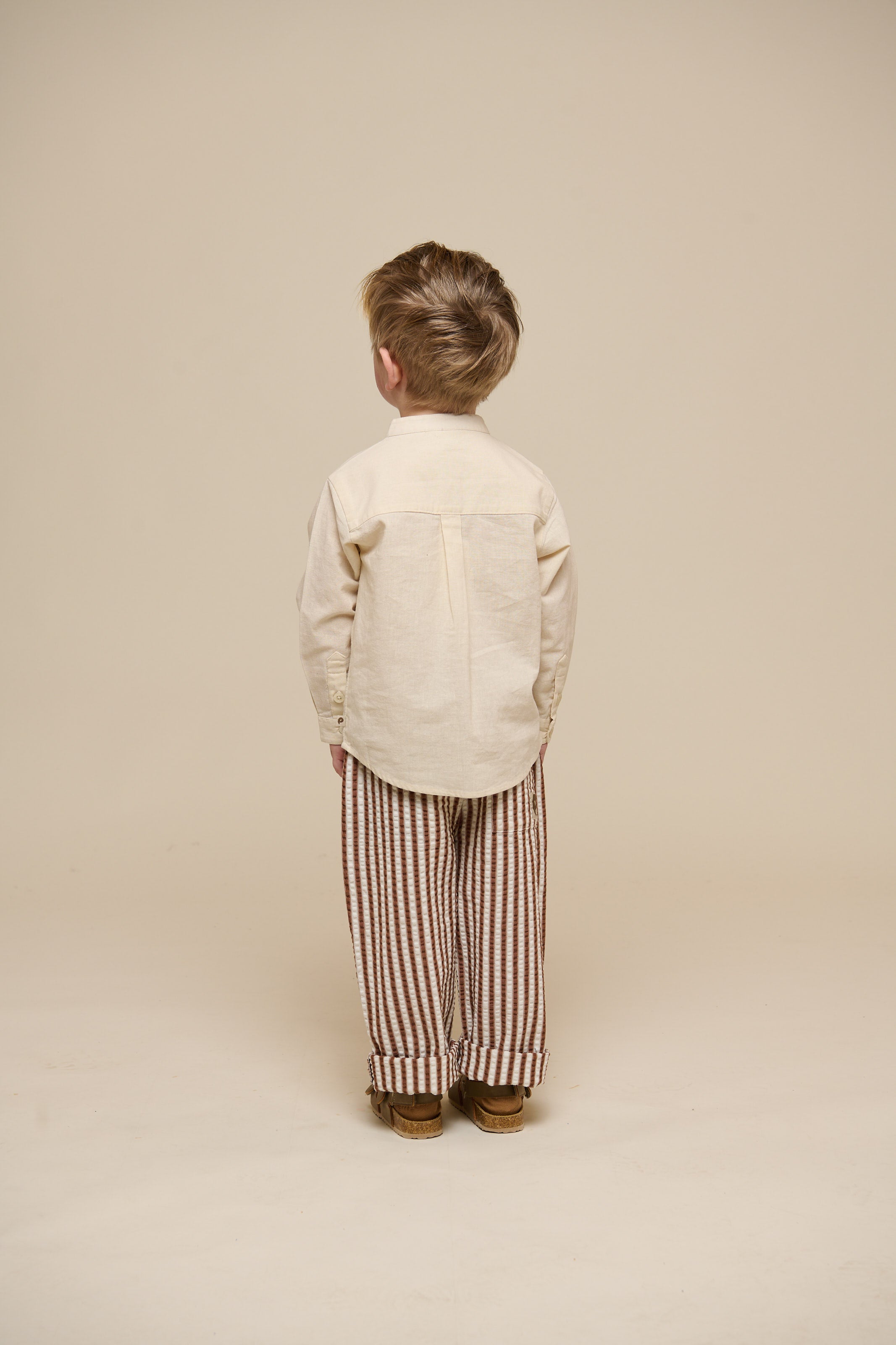 Gestreepte Seersucker Broek - Kids - Brown | 101189 Frank