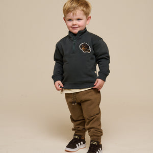 Sweatshirt met halve rits - Kids - Forest Green | 100810 Tristan