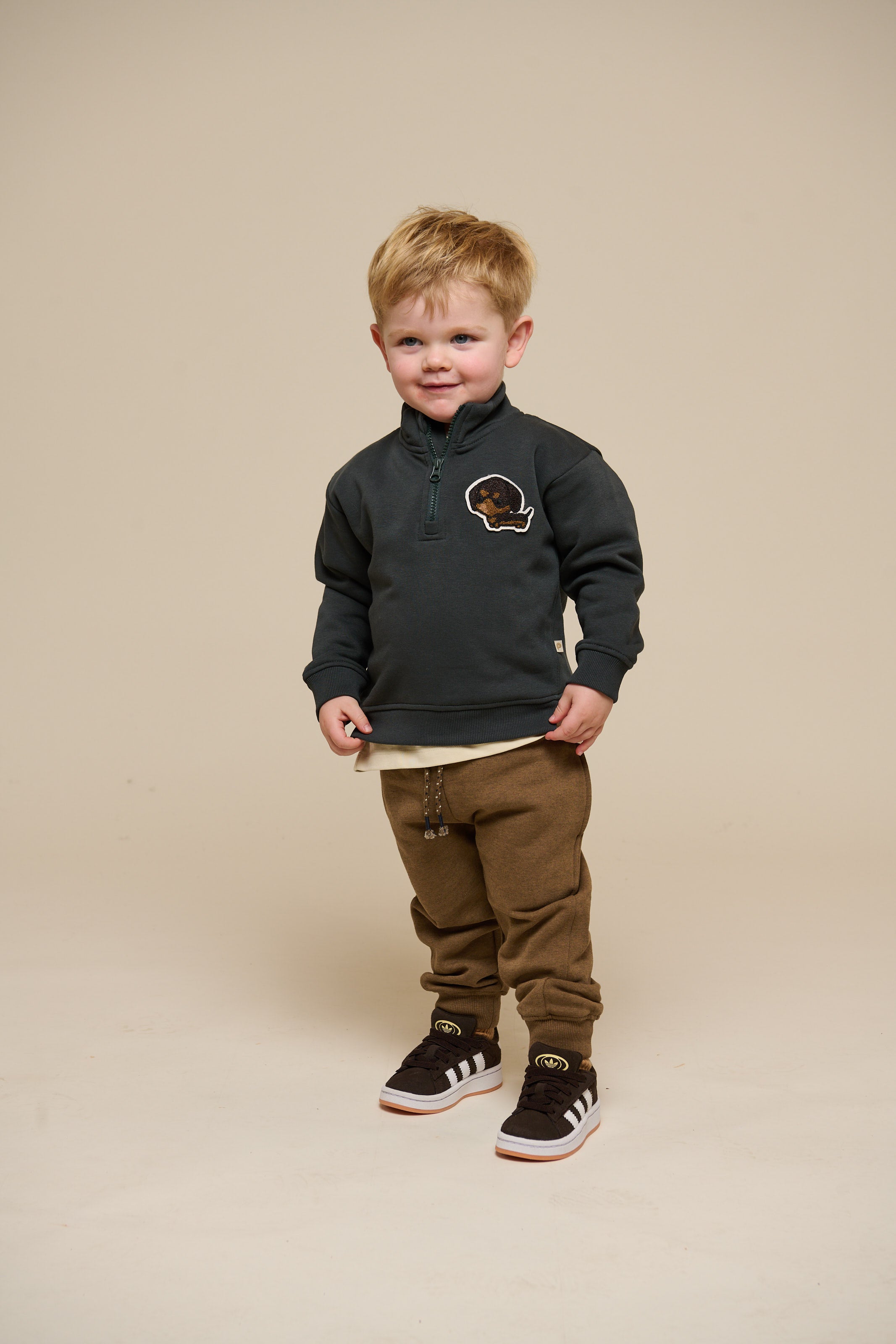 Sweatshirt met halve rits - Kids - Forest Green | 100810 Tristan