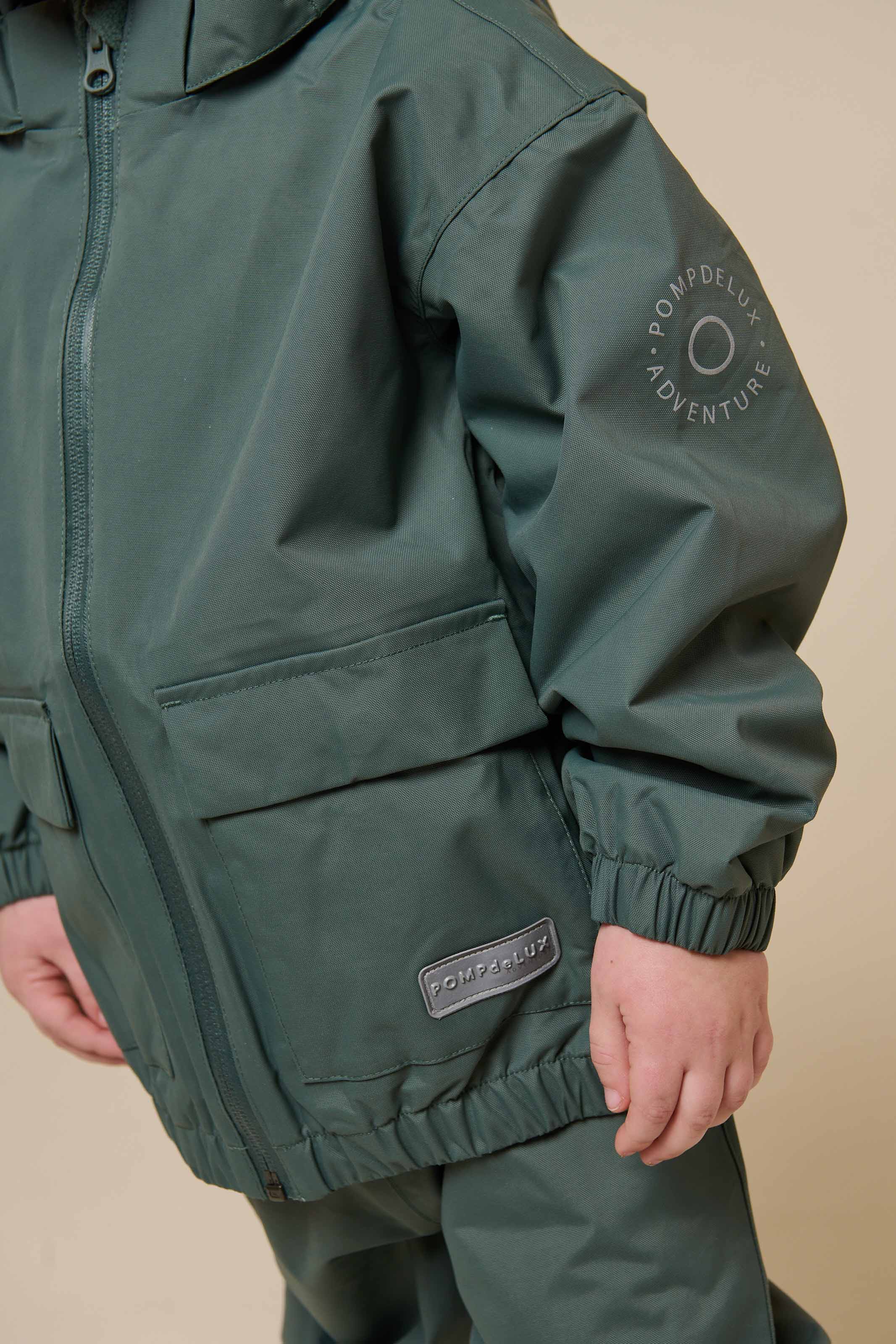 Shell-jas met opgestikte zak - Kids - Dusty Dark Green | 100501 Luke