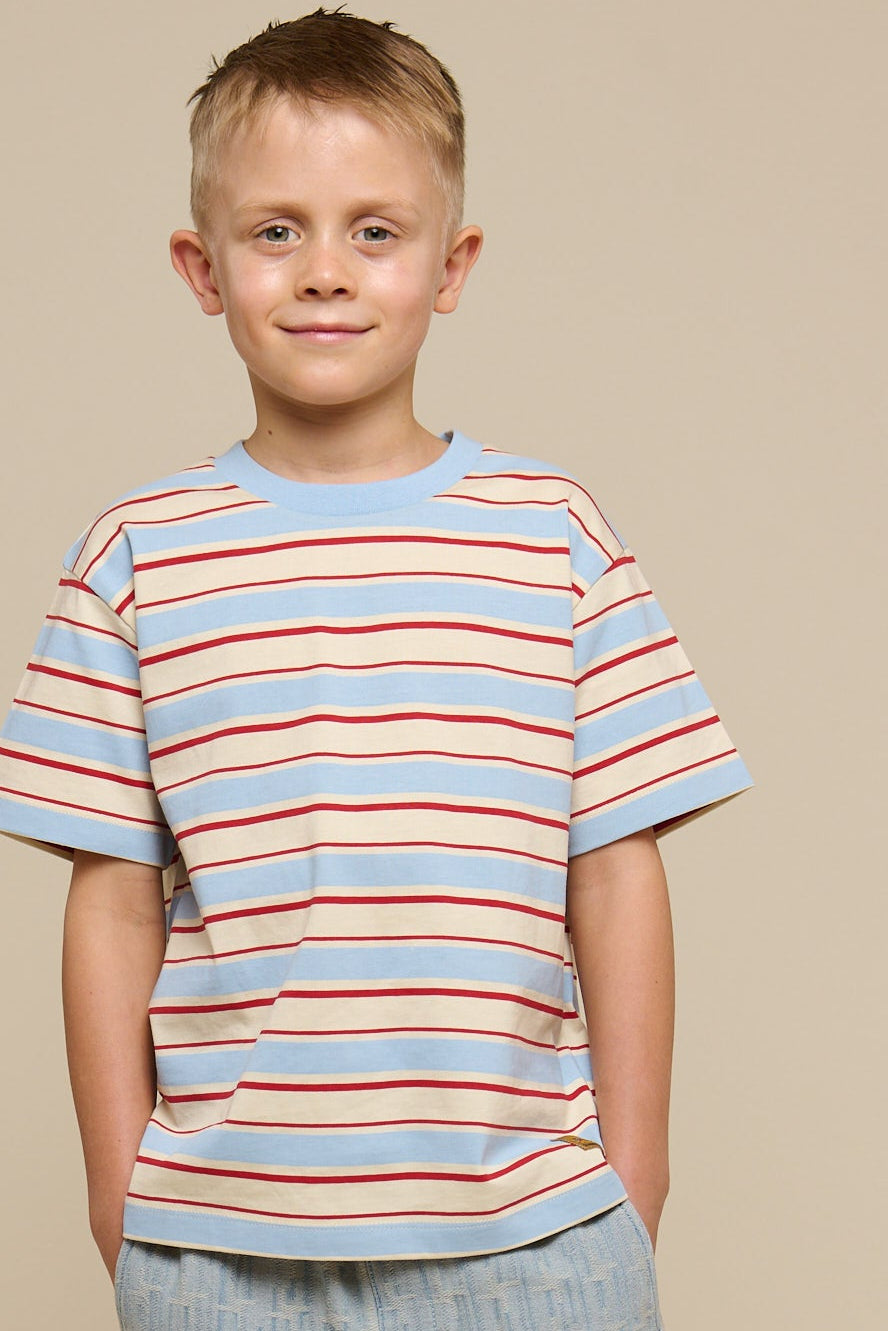 Retro Gestreept T-shirt - Tween - Powder Blue | 101276 Steven