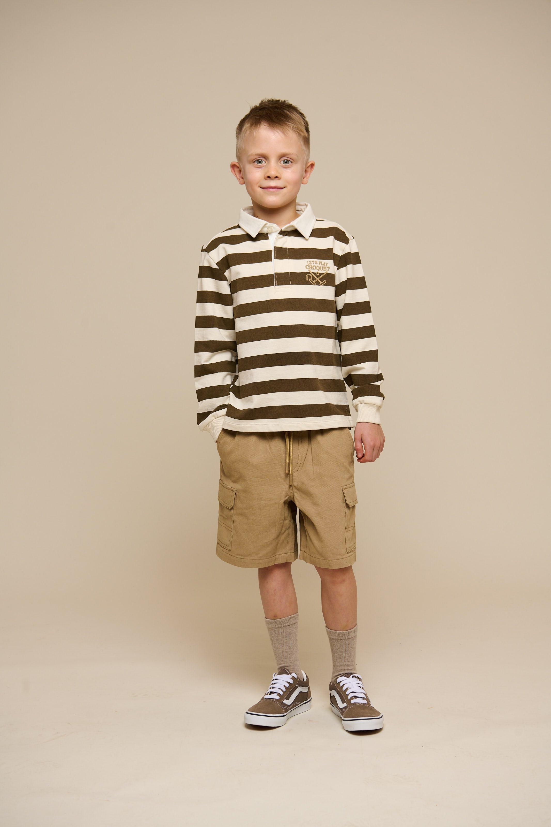 Gestreept Polo Sweatshirt - Tween - Dark Brown/Offwhite | 101398 Marco