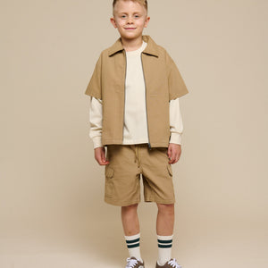 Canvas Overhemdjas met Rits - Tween - Khaki | 101125 Isack