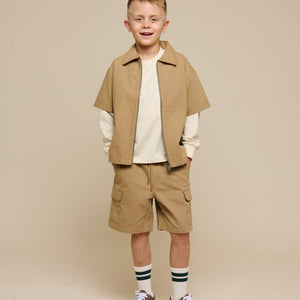 Canvas Overhemdjack met Rits - Kids - Khaki | 101124 Isack