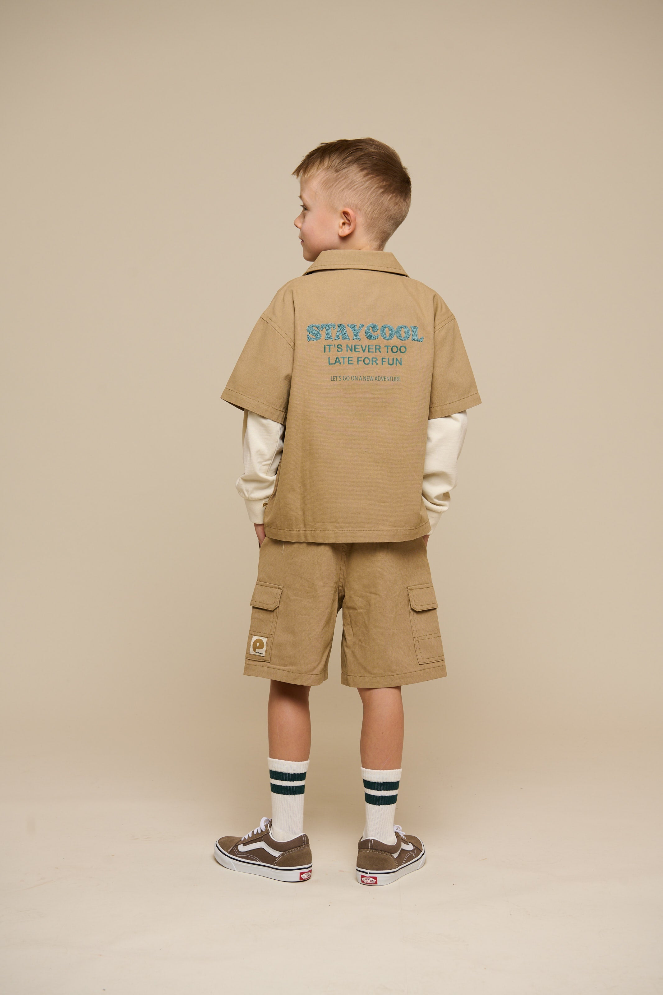 Canvas Overhemdjack met Rits - Kids - Khaki | 101124 Isack