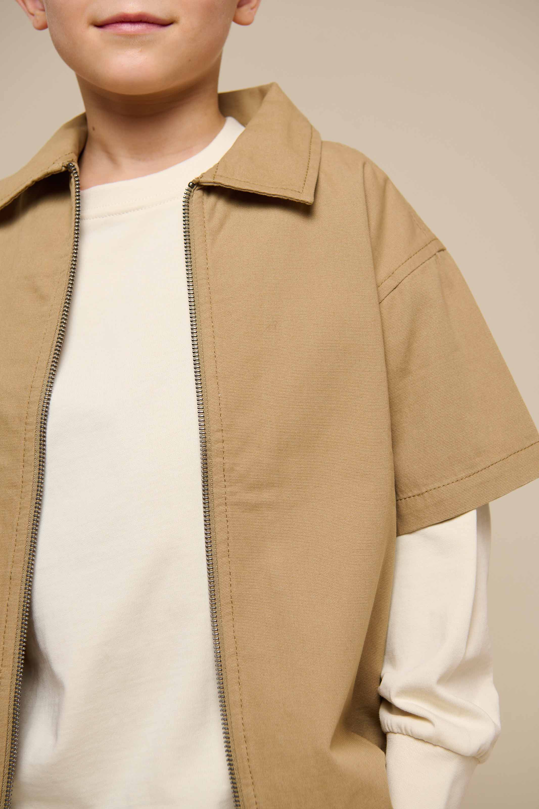 Canvas Overhemdjas met Rits - Tween - Khaki | 101125 Isack