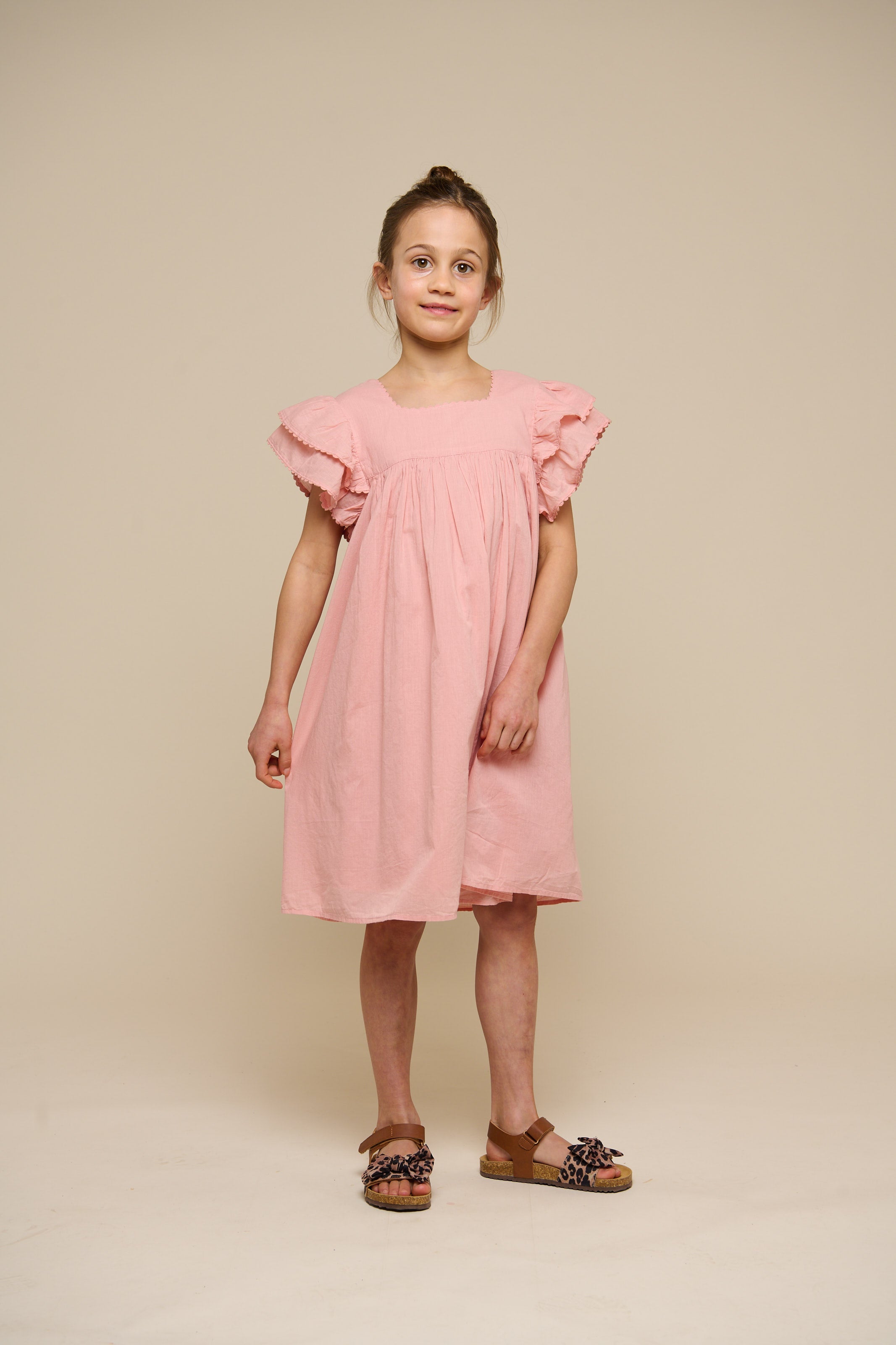 Katoenen jurk met Ric Rac Ruche - Tween - Rose Tan | 101065 Alma