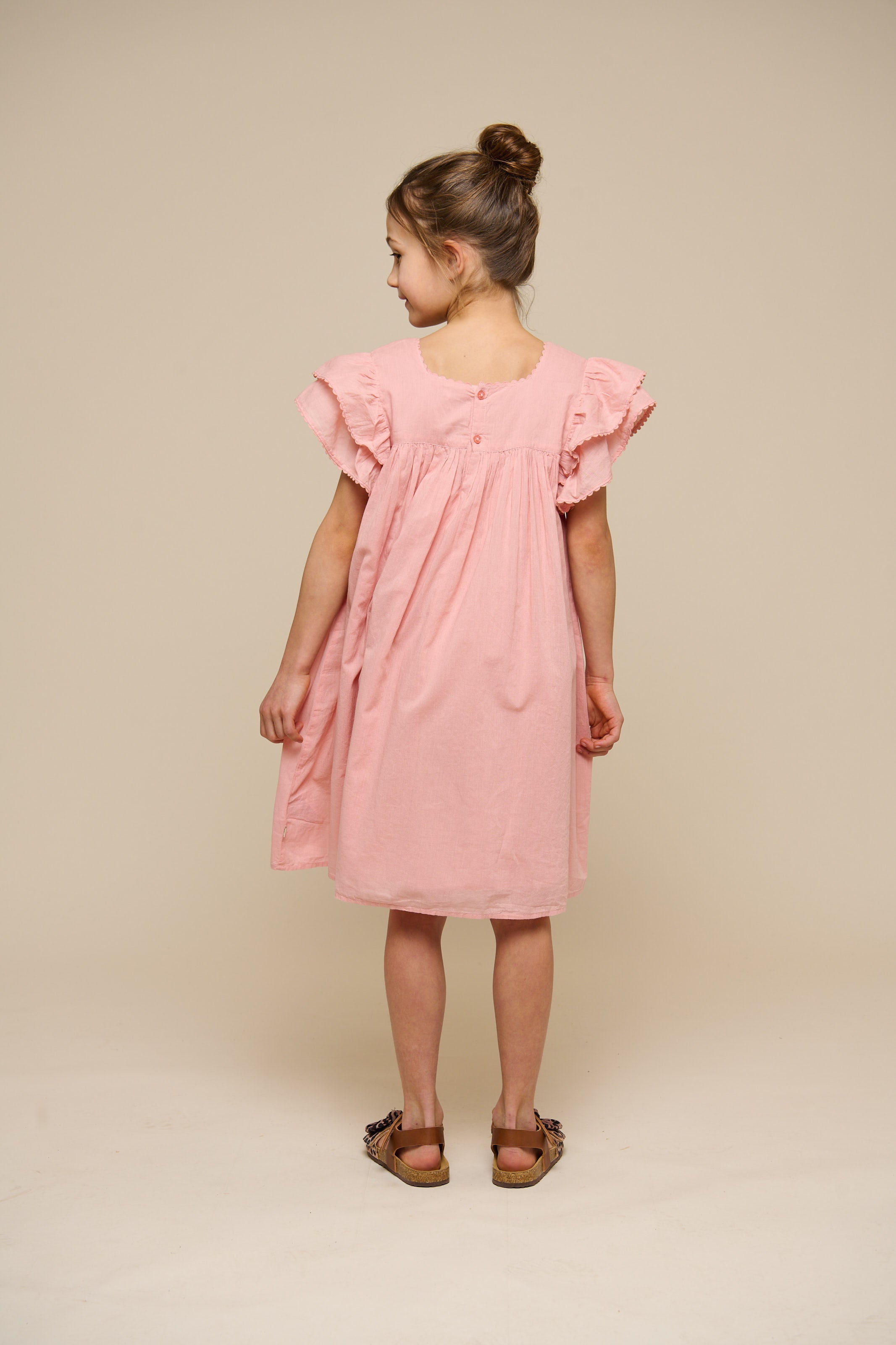 Katoenen jurk met Ric Rac Ruche - Tween - Rose Tan | 101065 Alma