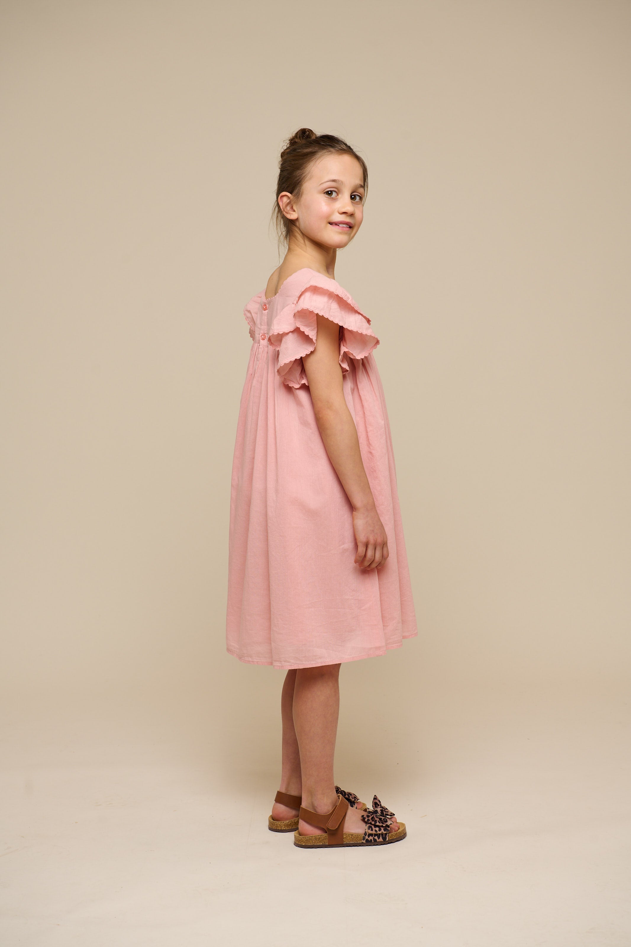 Katoenen jurk met Ric Rac Ruche - Tween - Rose Tan | 101065 Alma