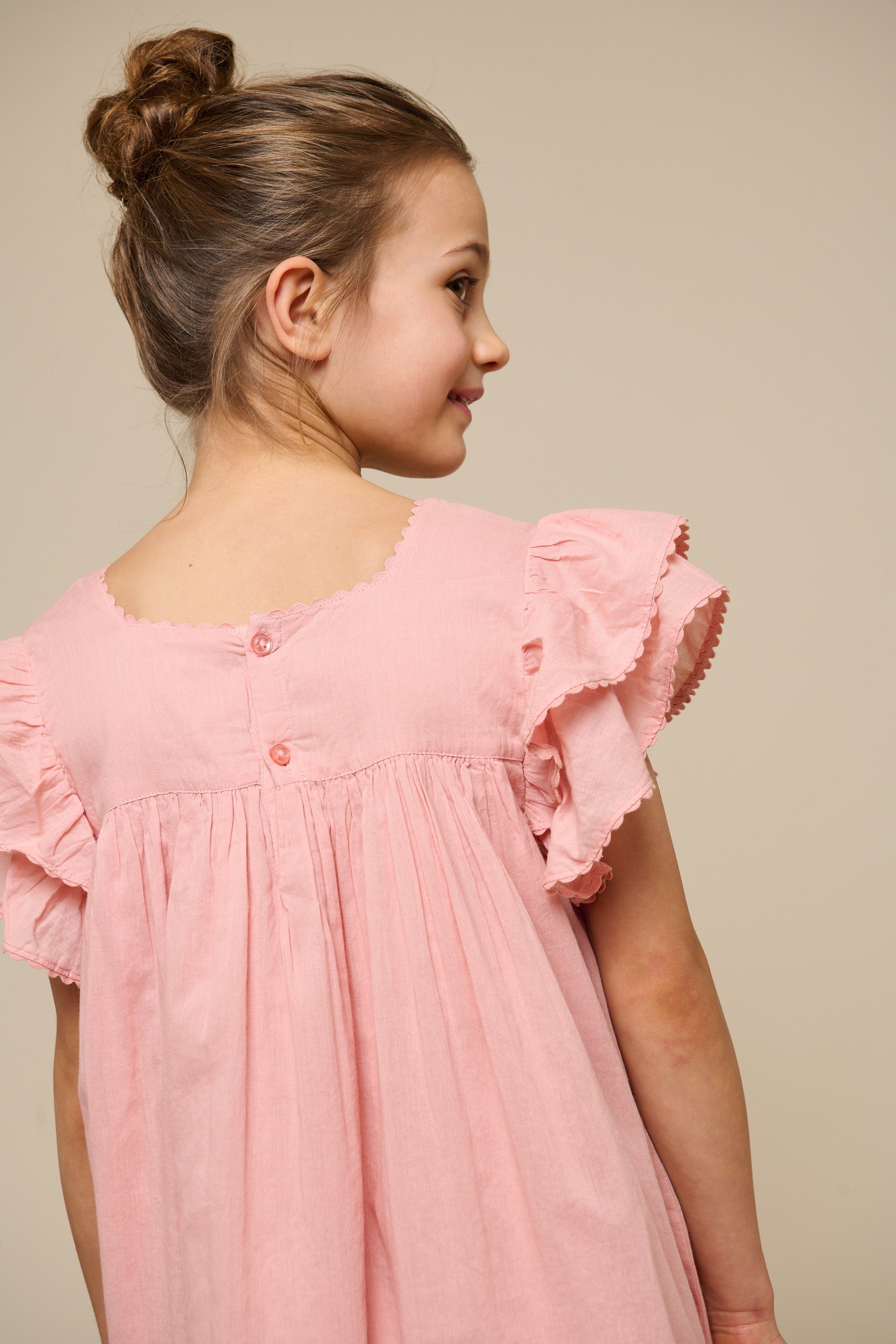Katoenen jurk met Ric Rac Ruche - Tween - Rose Tan | 101065 Alma
