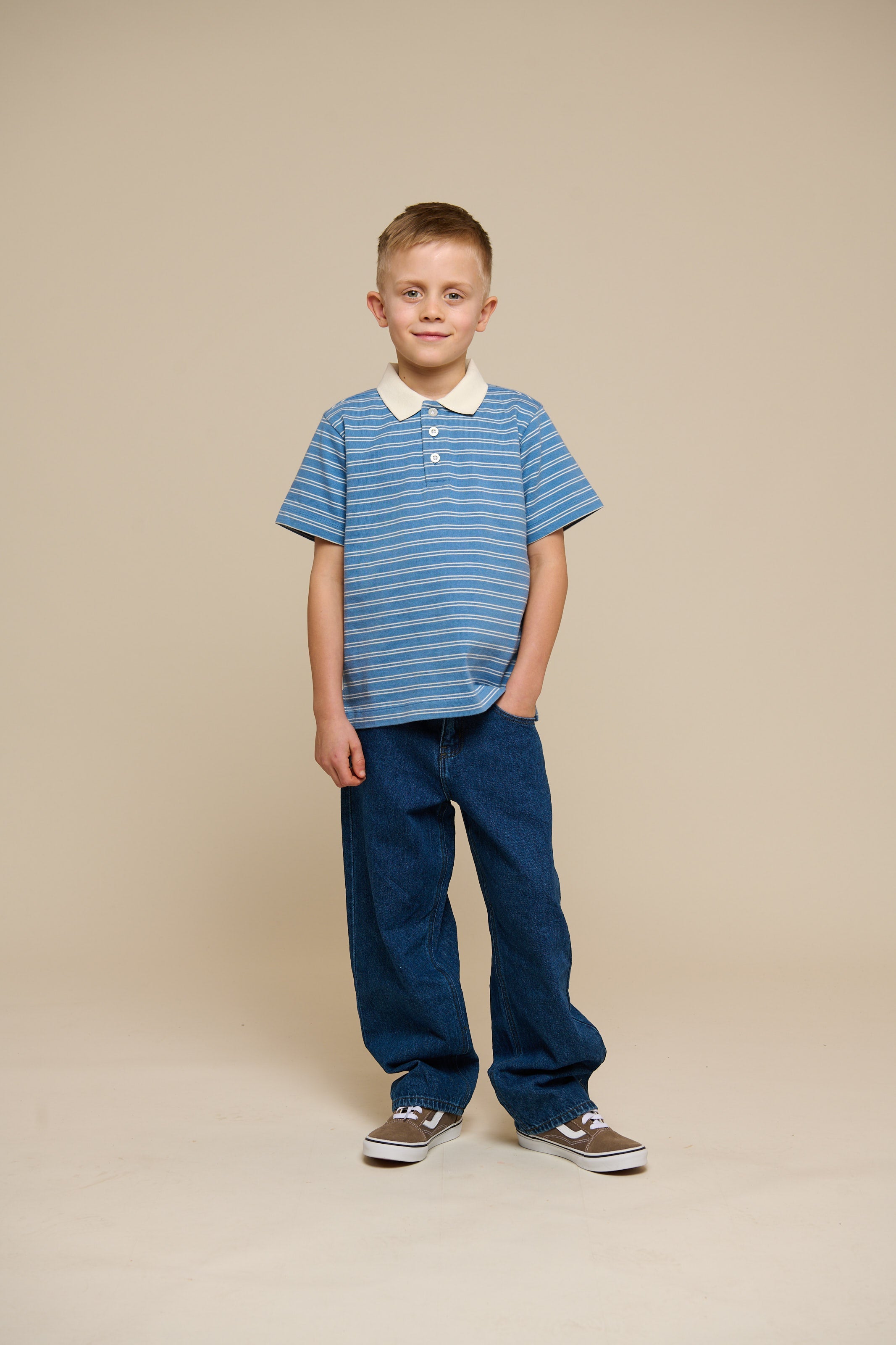 Gestreept Jersey Poloshirt - Tween - Dusty Blue | 101176 Otto