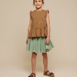 Geborduurde Seersucker Top - Tween - Coconut | 100983 Nora
