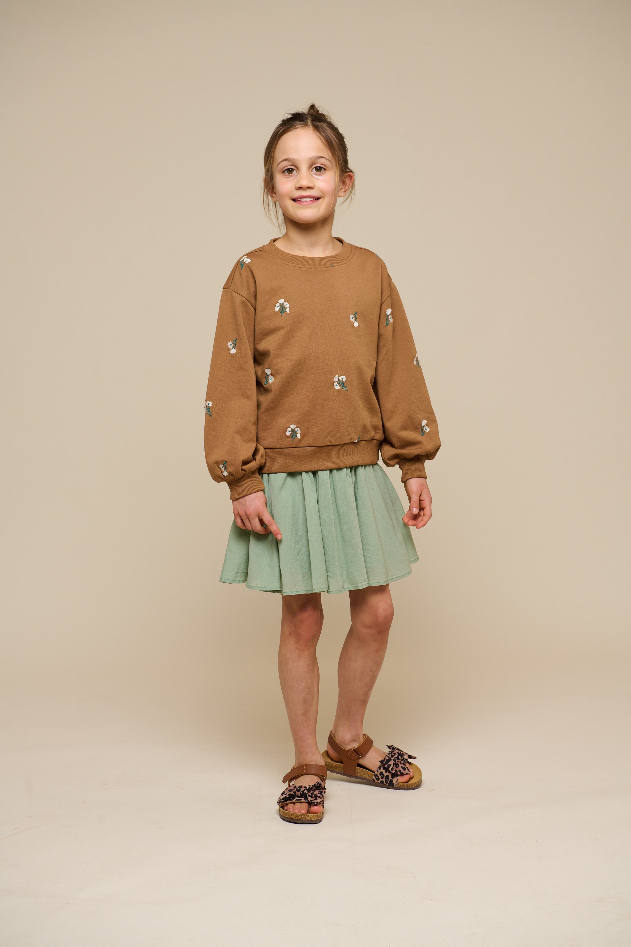 Geborduurde Crewneck Sweatshirt - Tween - Coconut | 101214 Kimber