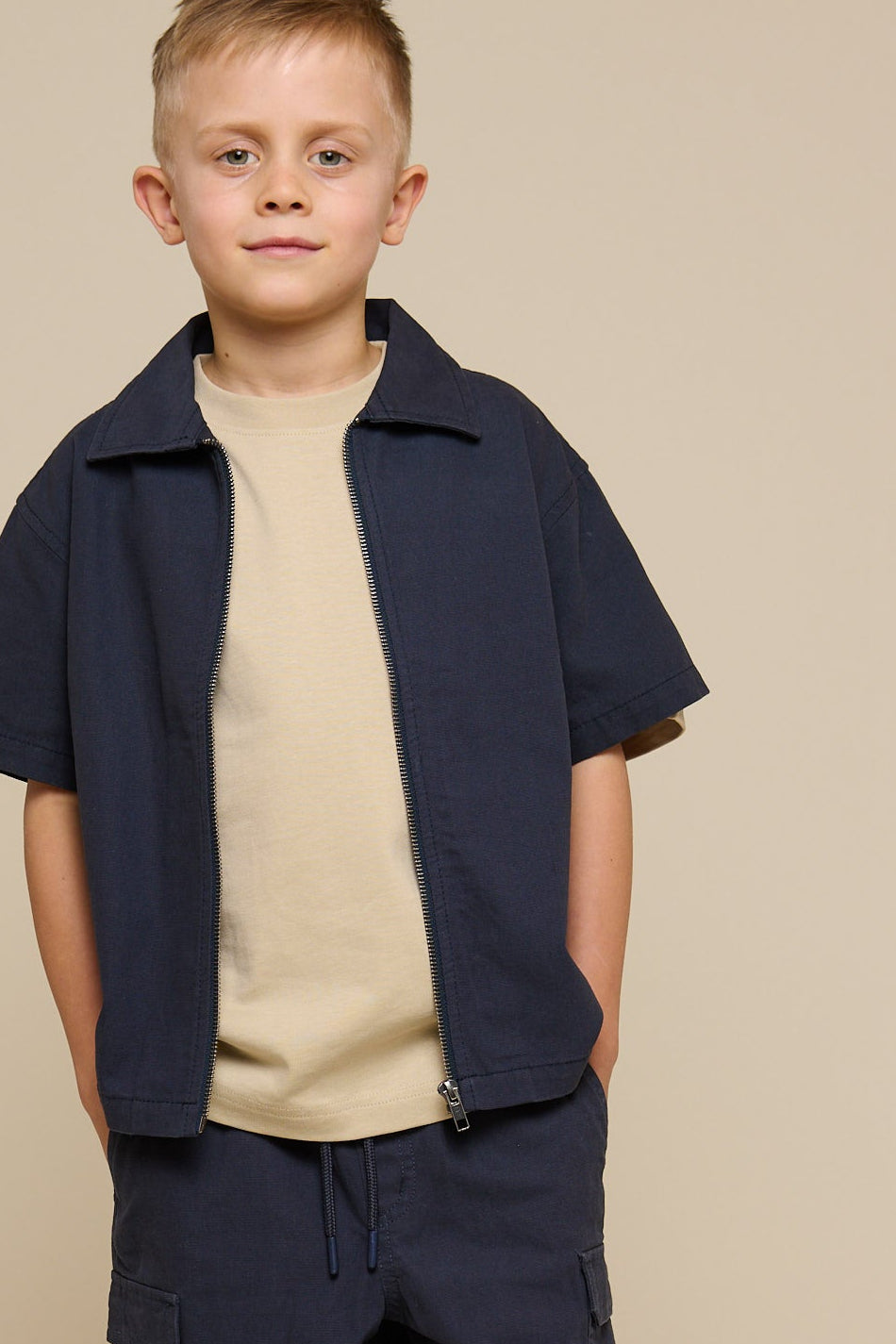 Canvas Overhemdjack met Rits - Tween - Navy | 101127 Isack