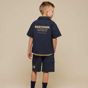 Canvas Overhemdjack met Rits - Tween - Navy | 101127 Isack