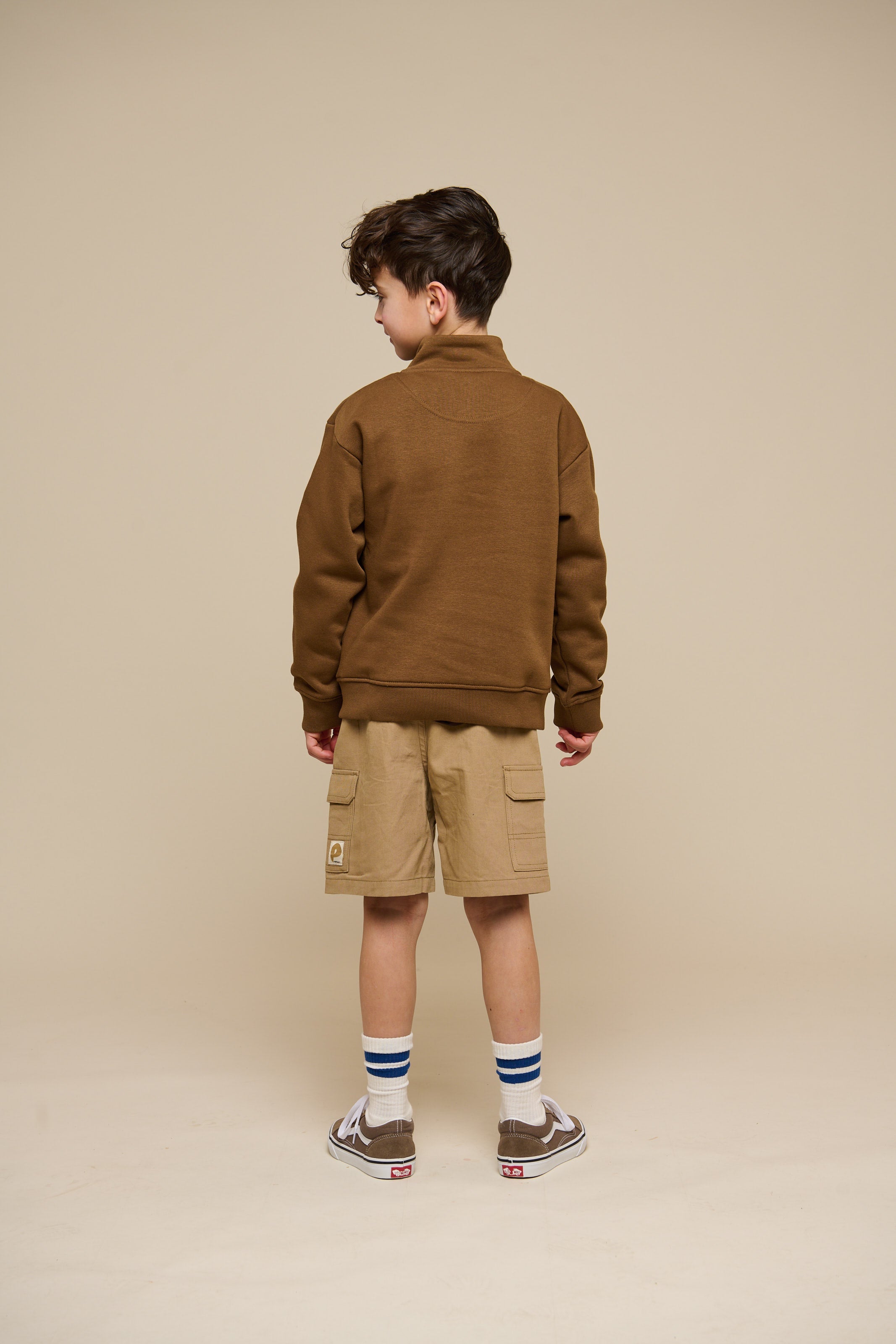 Sweatshirt met halve rits - Tween - Coffee | 100809 Tristan