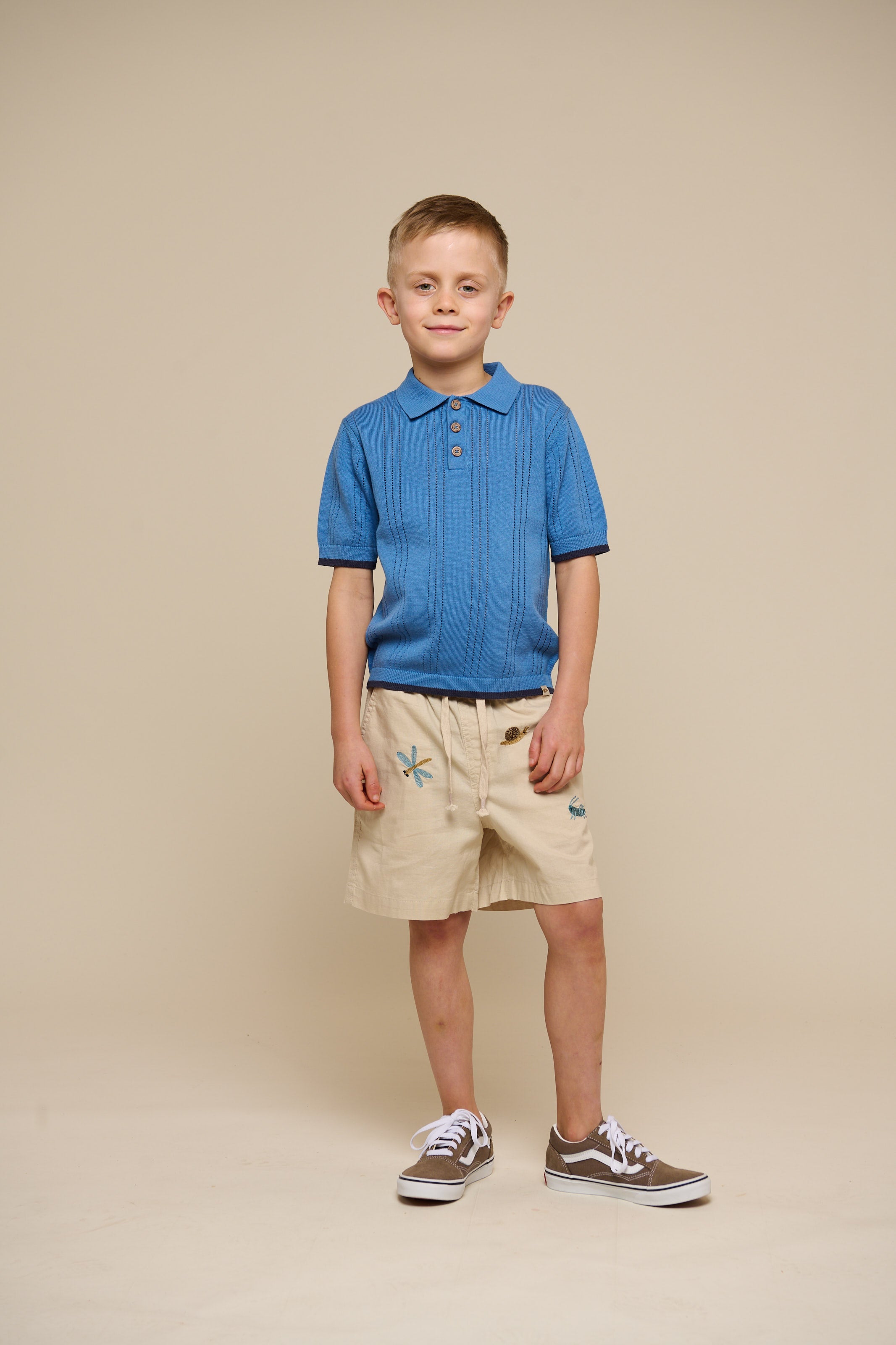 Blauwe gebreide polo - Tween - Dusty Blue | 101244 Dylan