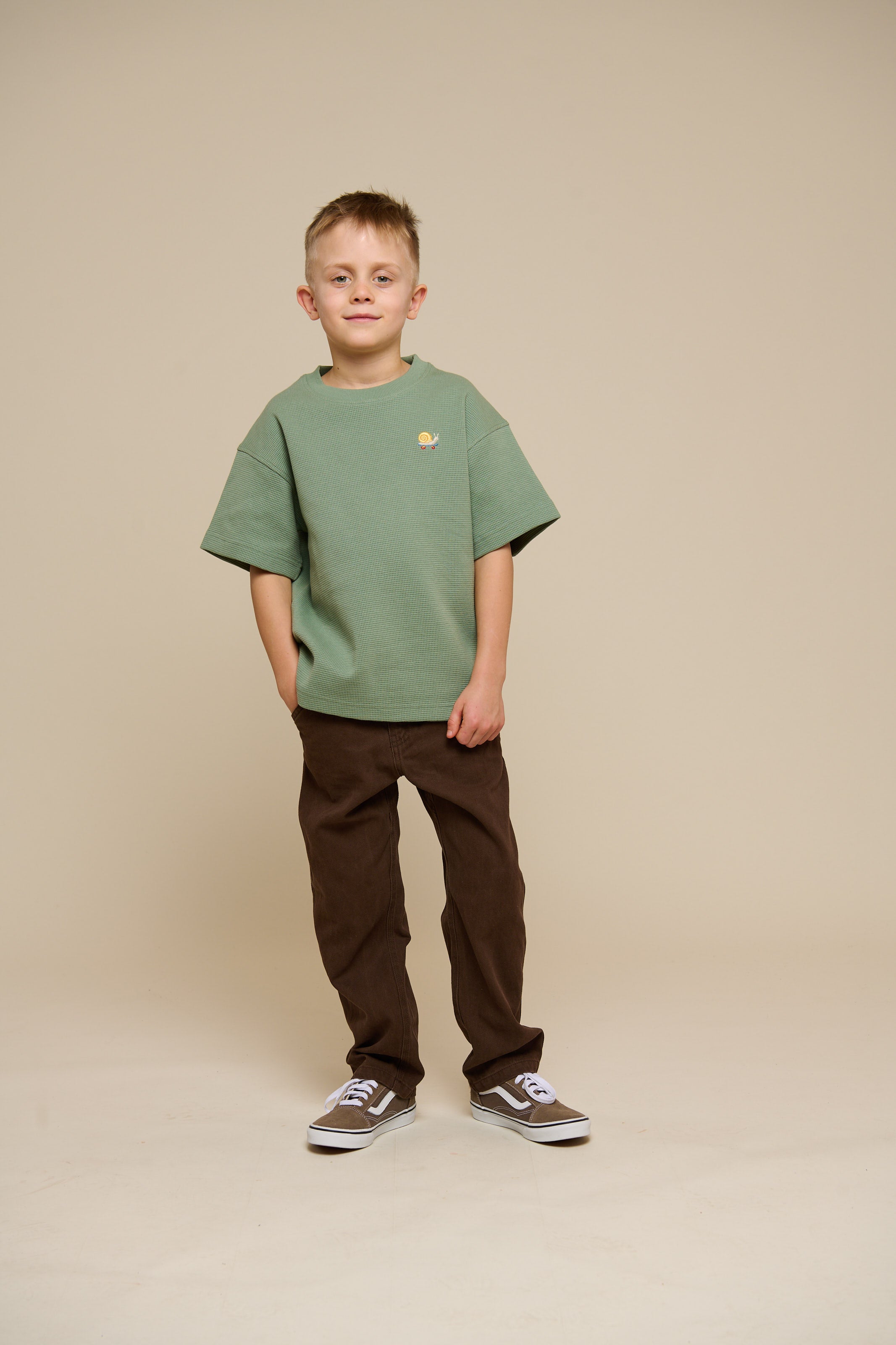 Wafel T-shirt - Tween - Dusty Green | 101156 Evan