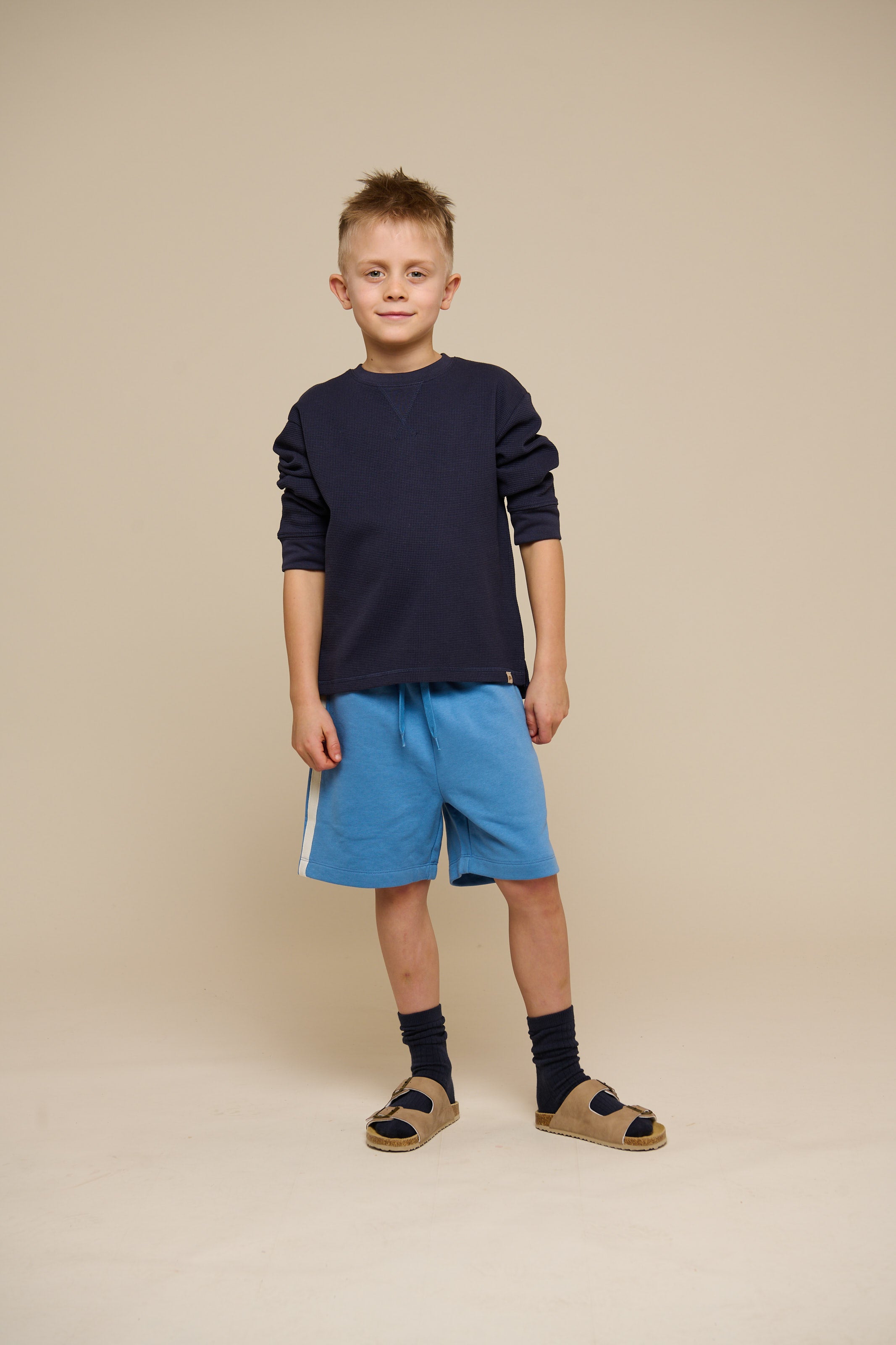 Gestructureerd T-shirt met lange mouwen - Tween - Navy | 100704 Malthe