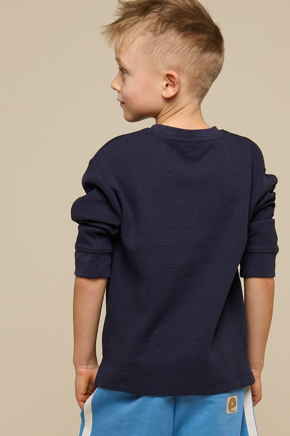 Gestructureerd T-shirt met lange mouwen - Tween - Navy | 100704 Malthe