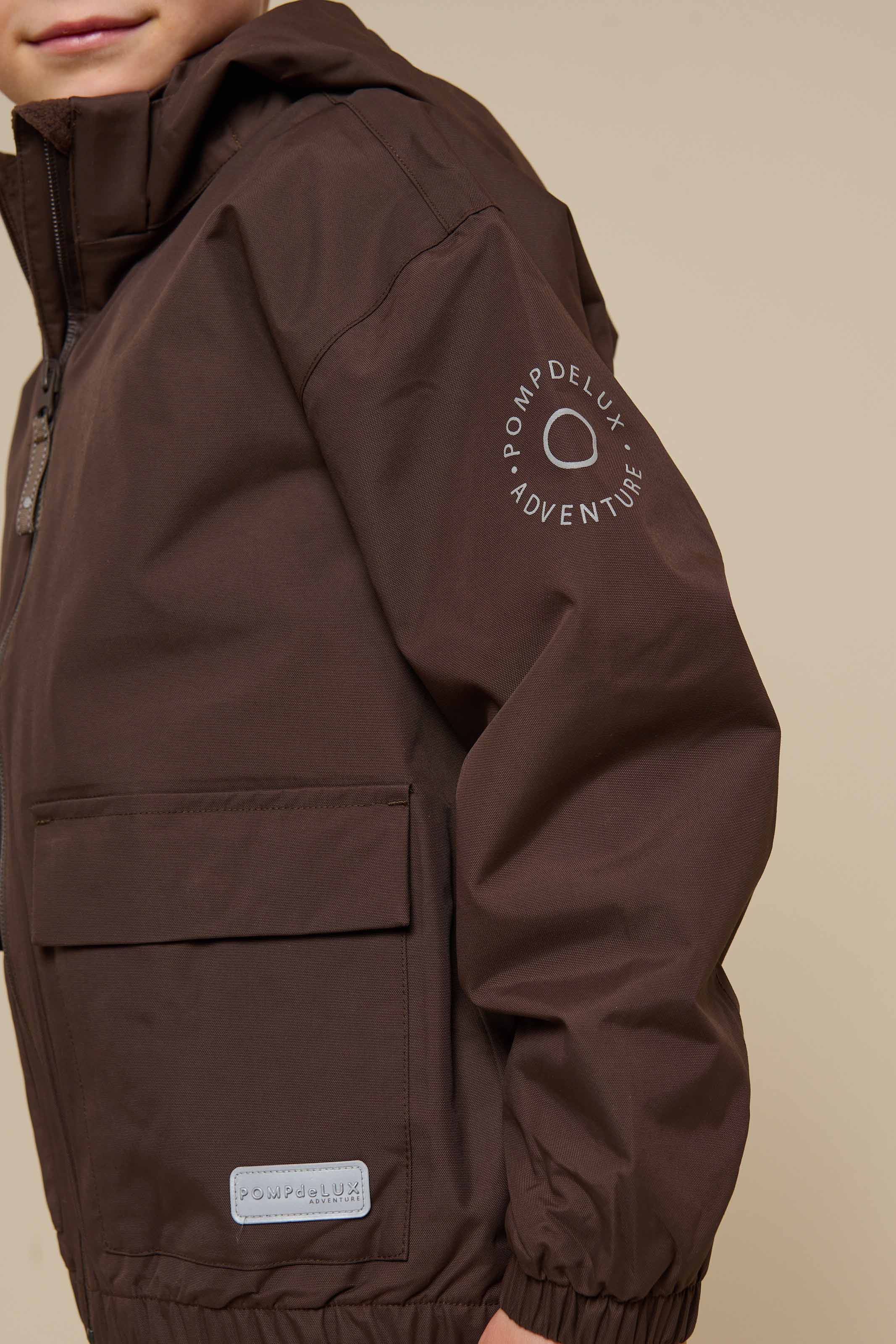 Shell-jas met opgestikte zak - Tween - Chocolate | 100500 Luke