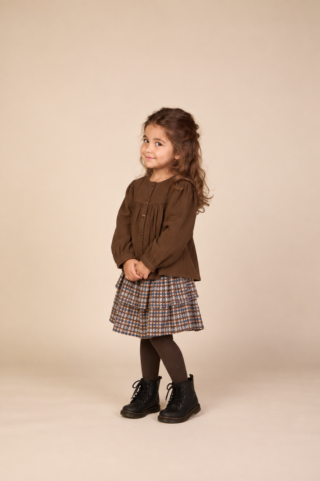 Geruite katoenen rok Kids - Blue | 101499 Penny