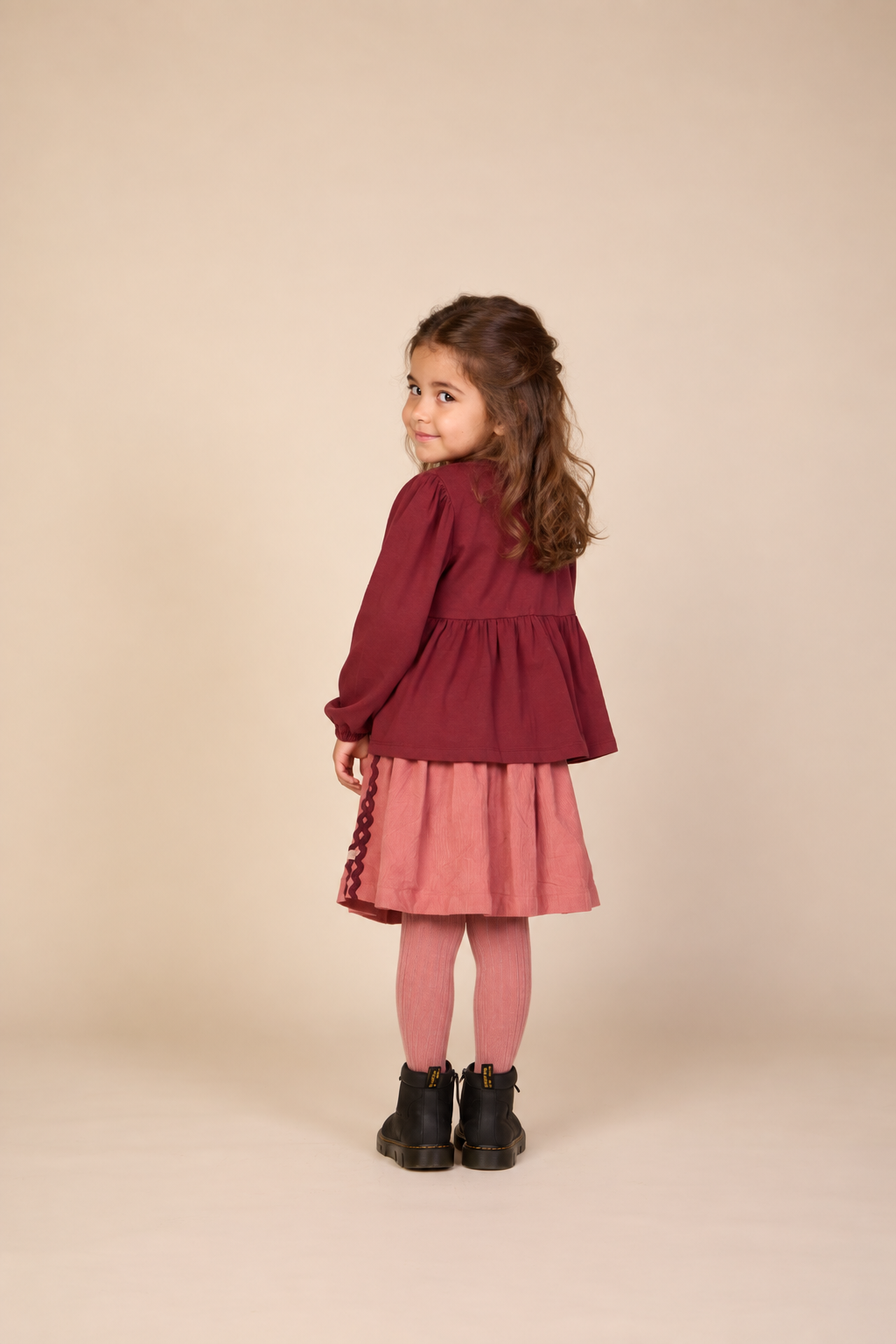 Corduroy rok met zigzagband Kids - Dusty Rose | 101479 Sille