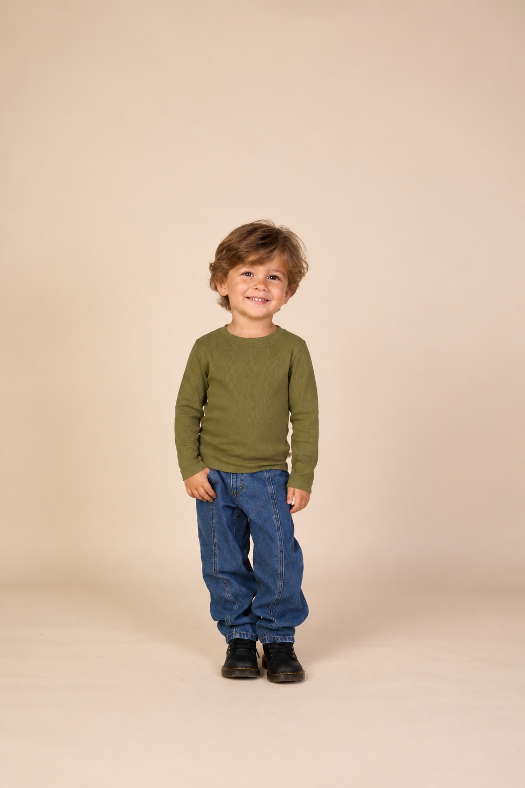Geribd langarmshirt Kids - Moss Green | 101599 Conrad