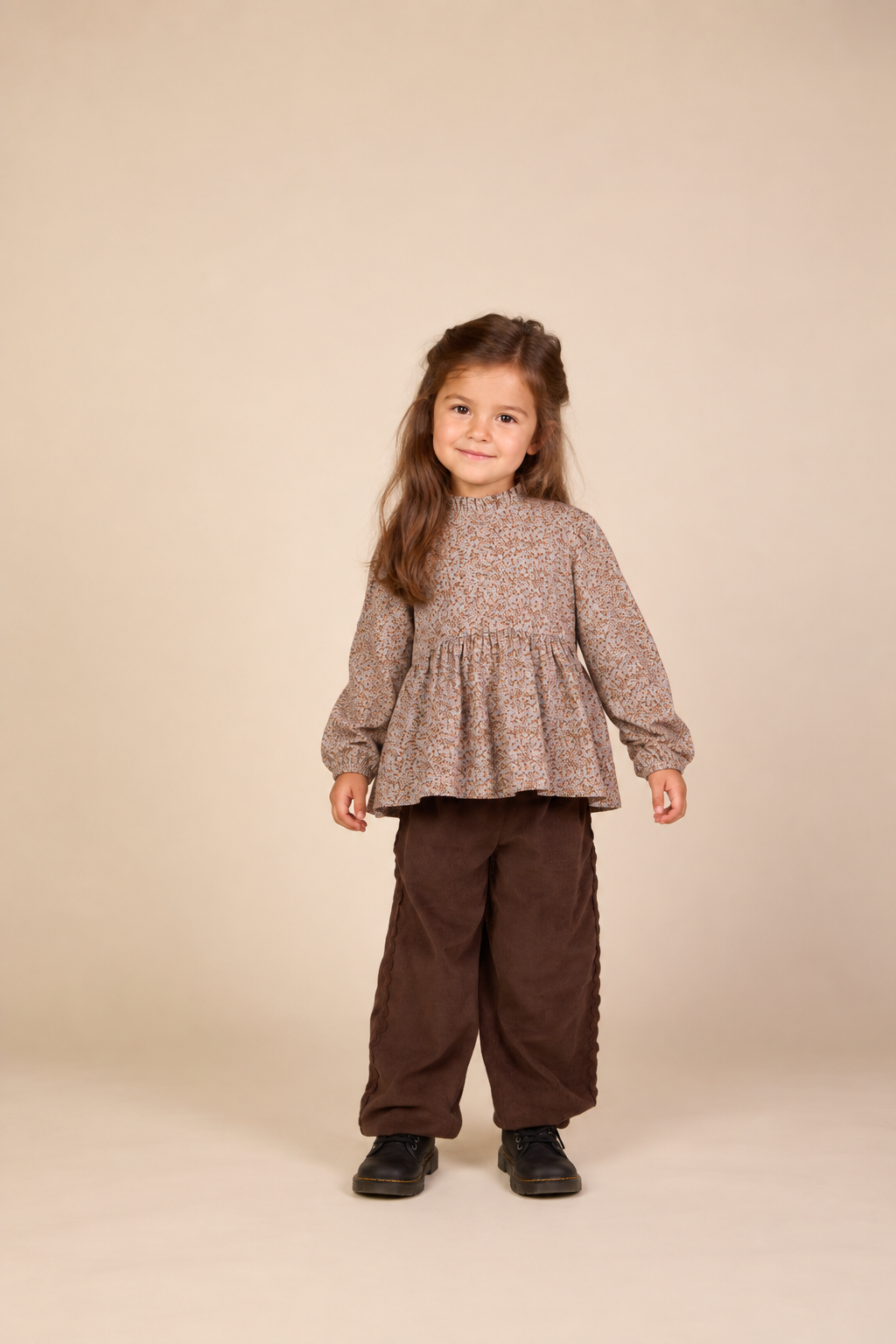 Corduroy broek met zigzagband Kids - Dark Brown | 101481 Sille