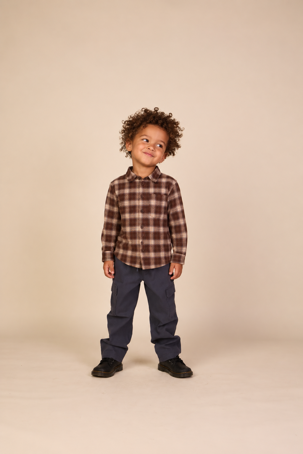 Geruit flanellen overhemd Kids - Brown/Navy | 101651 Edwin