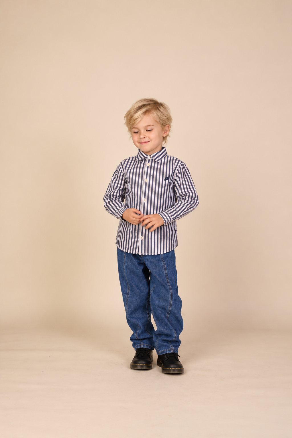 Gestreept katoenen overhemd Kids - Navy Stripe | 101653 Milo