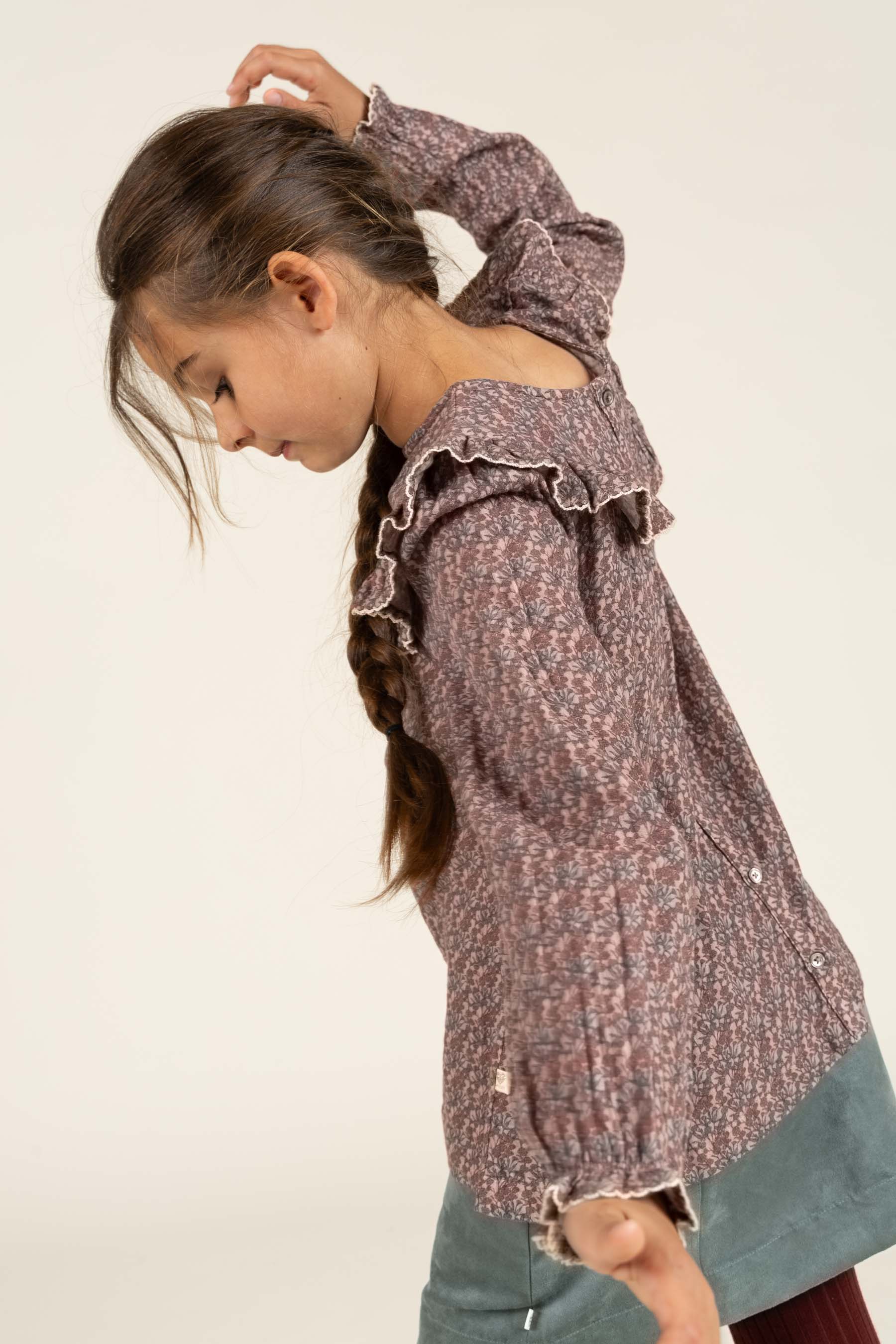 Gedrukte dubbel gaas blouse - Tween - Rose / Green | 100732 Maggie