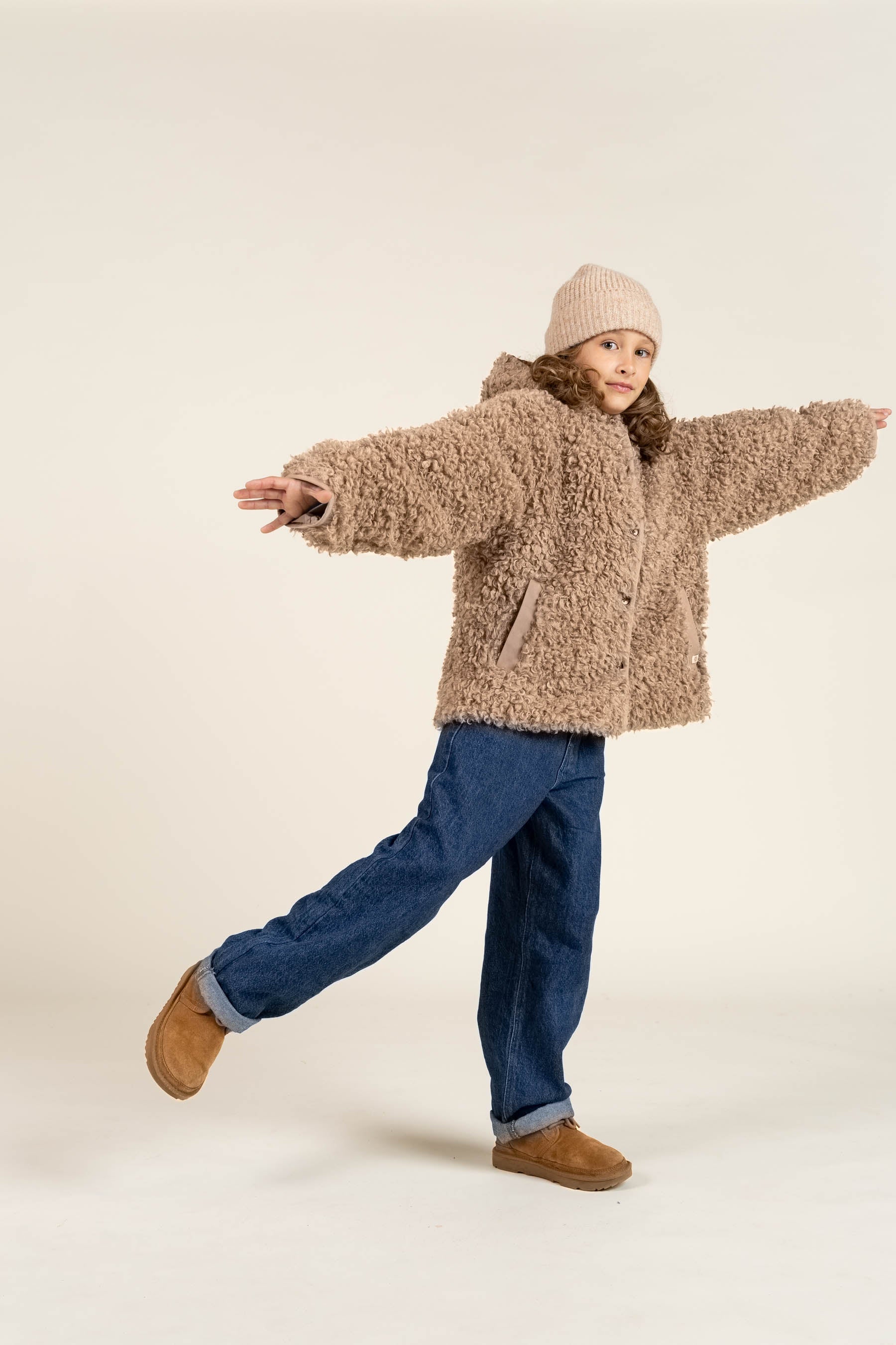 Jas met capuchon van imitatiebont - Tween - Caffe Latte | 100548 Ellie