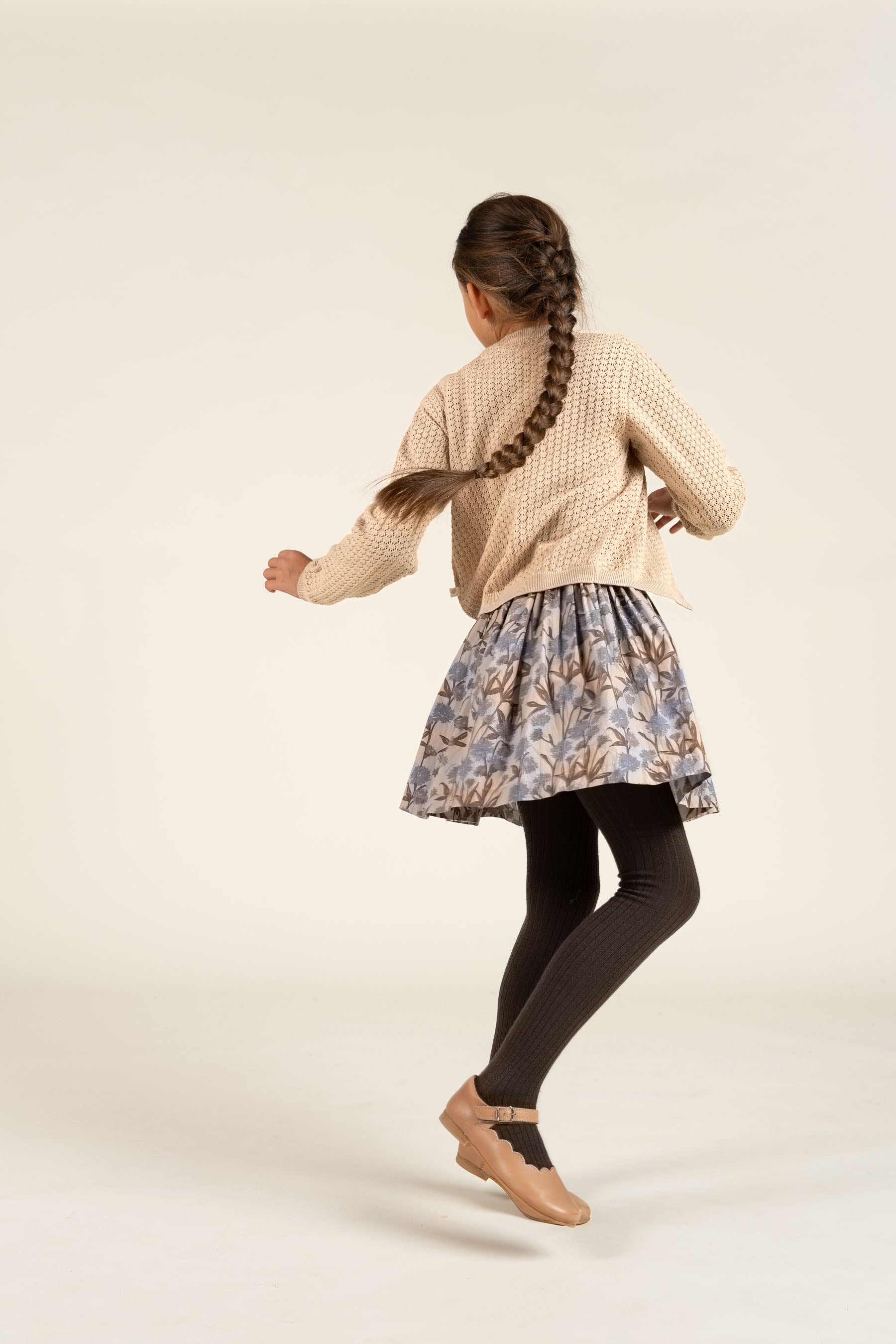 Bedrukte katoenen popeline rok - Tween - Blue / Brown | 100716 Amy