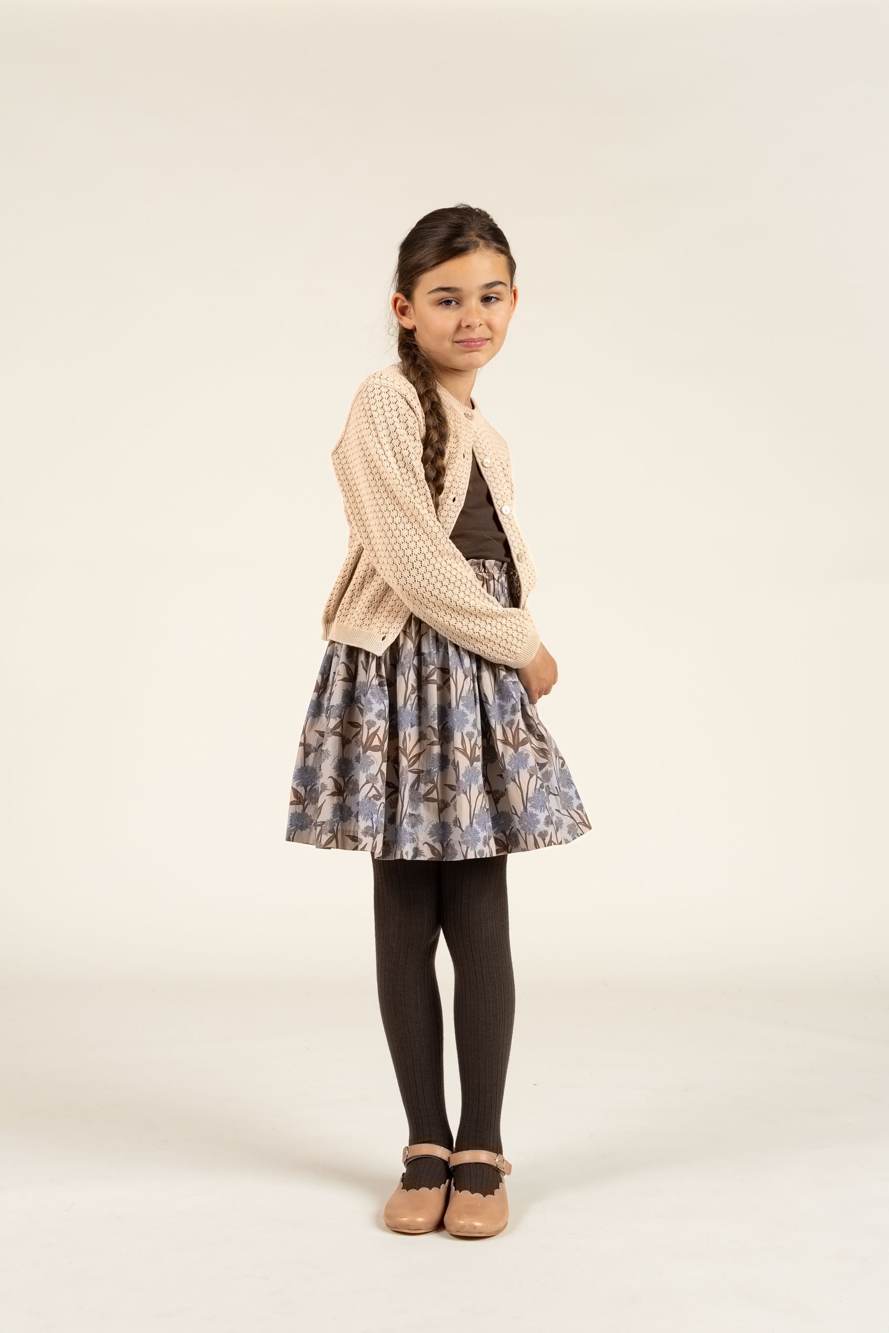 Bedrukte katoenen popeline rok - Tween - Blue / Brown | 100716 Amy