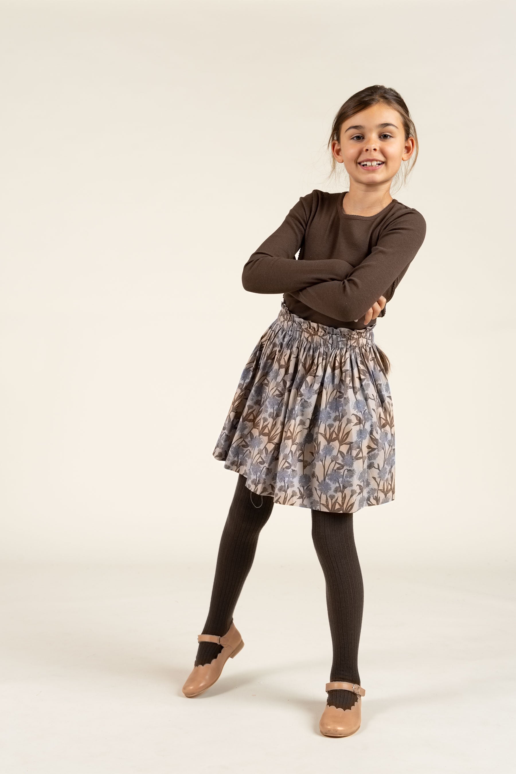 Modal Rib T-shirt met lange mouwen en Picot-randje - Tween - Chocolate | 100577 Mia
