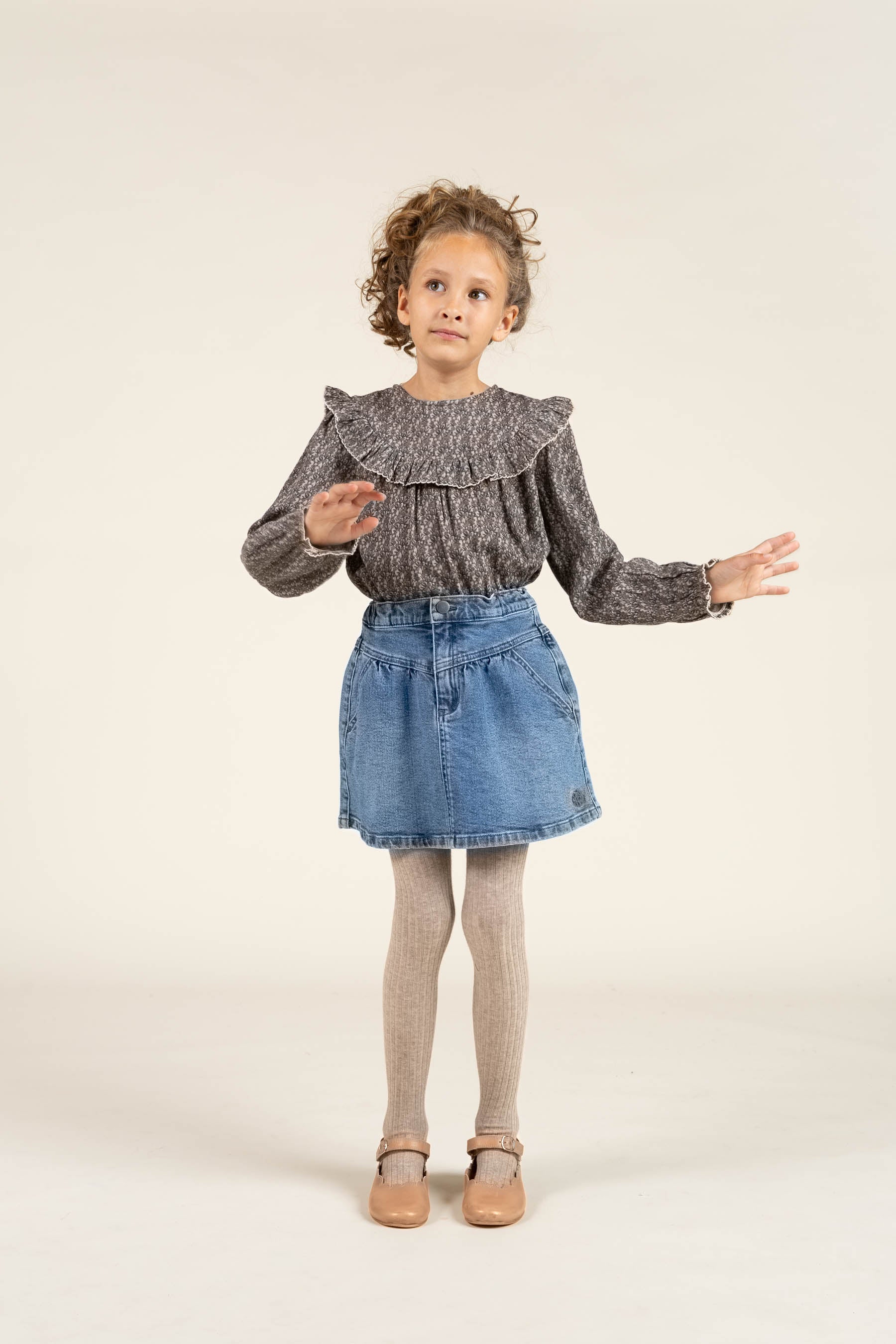 Gedrukte dubbel gaas blouse - Tween - Blue / Brown | 100730 Maggie