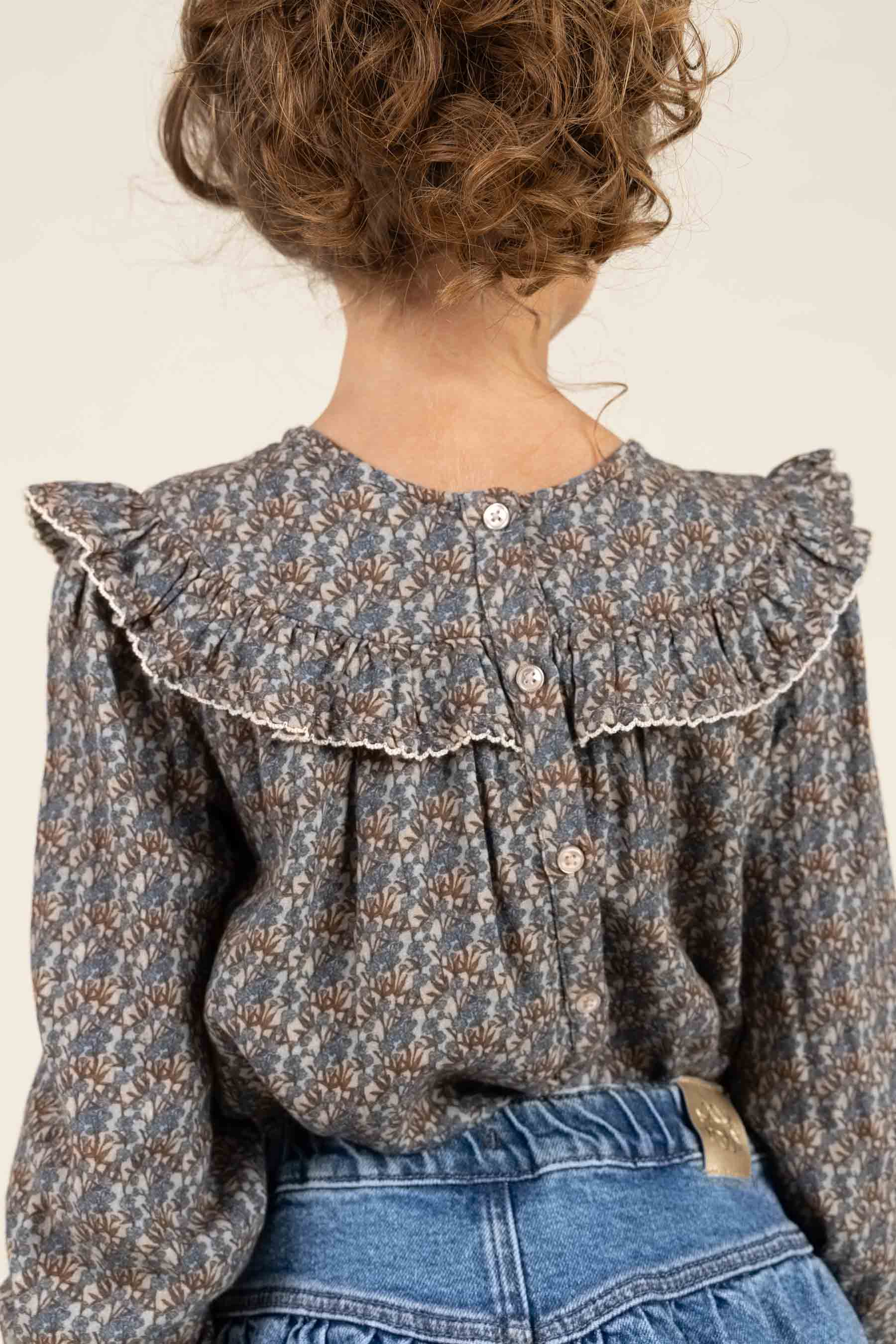 Gedrukte dubbel gaas blouse - Tween - Blue / Brown | 100730 Maggie