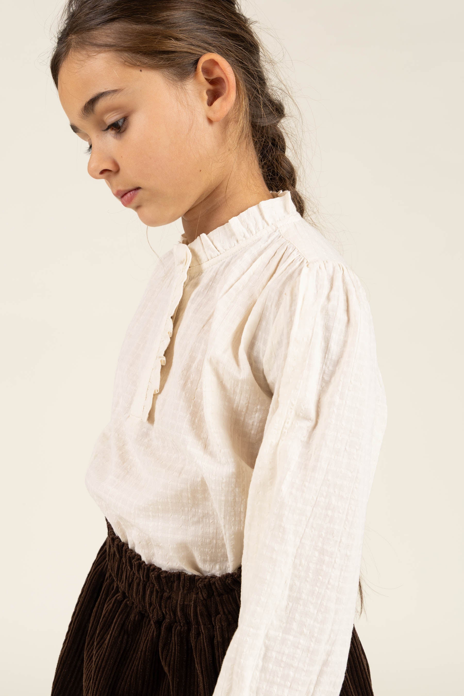 Katoenen blouse met klep - Tween - Off White | 100880 Claire
